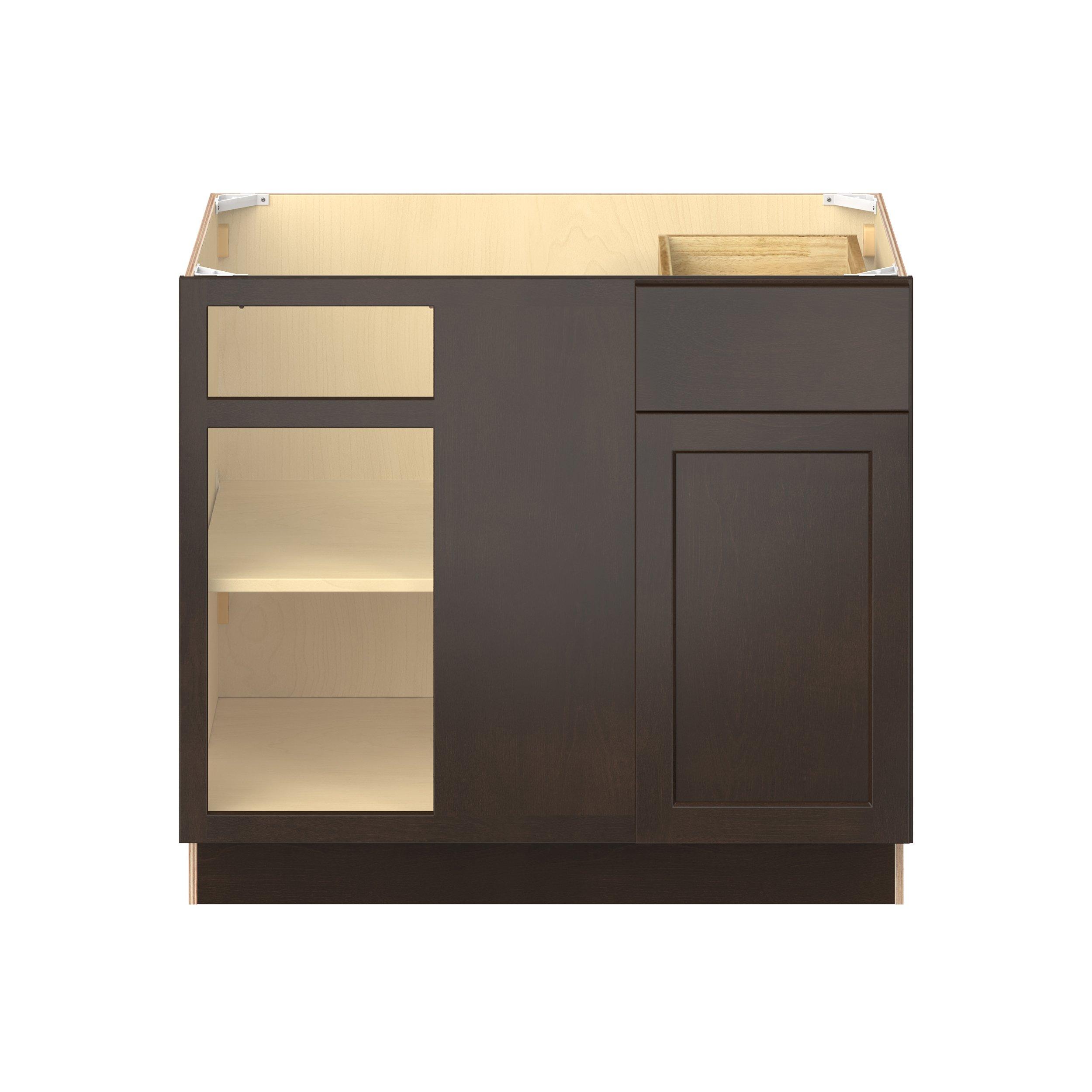Baxley 39 in. Stained Cocoa Left Blind Corner Base Cabinet