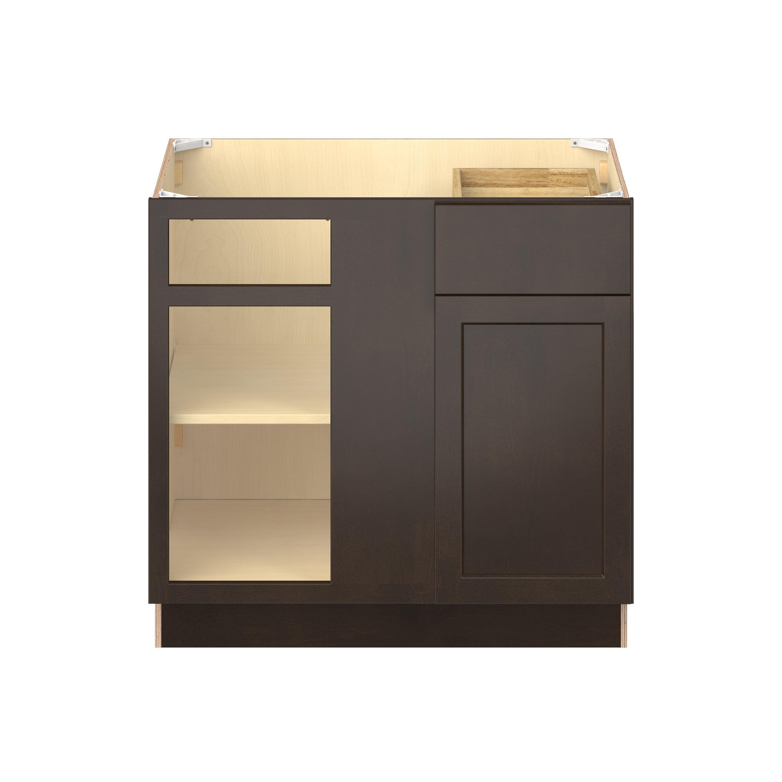 Baxley 36 in. Stained Cocoa Left Blind Corner Base Cabinet
