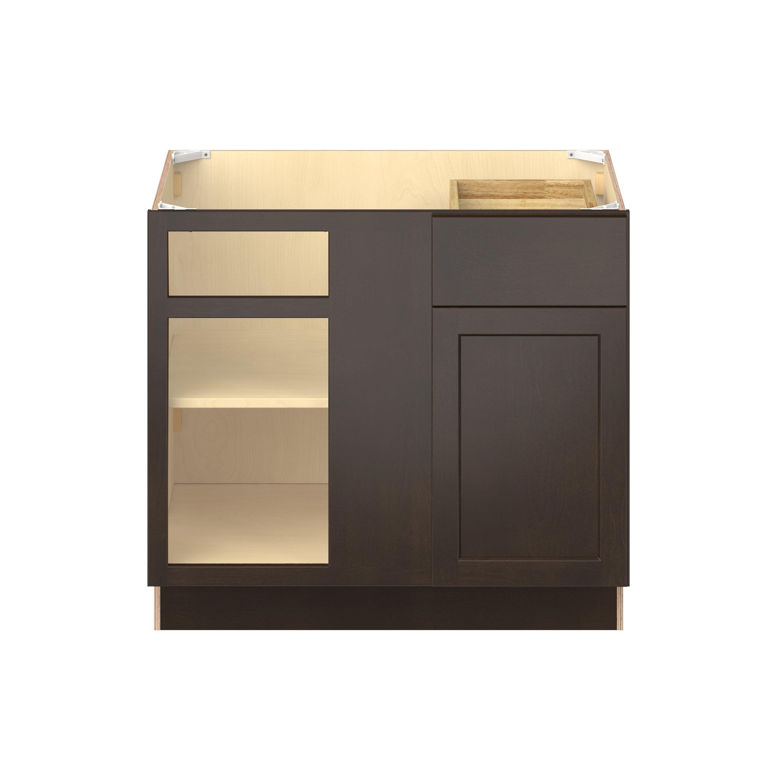 Baxley 36 in. Stained Cocoa Left Blind Corner Base Cabinet - ADA