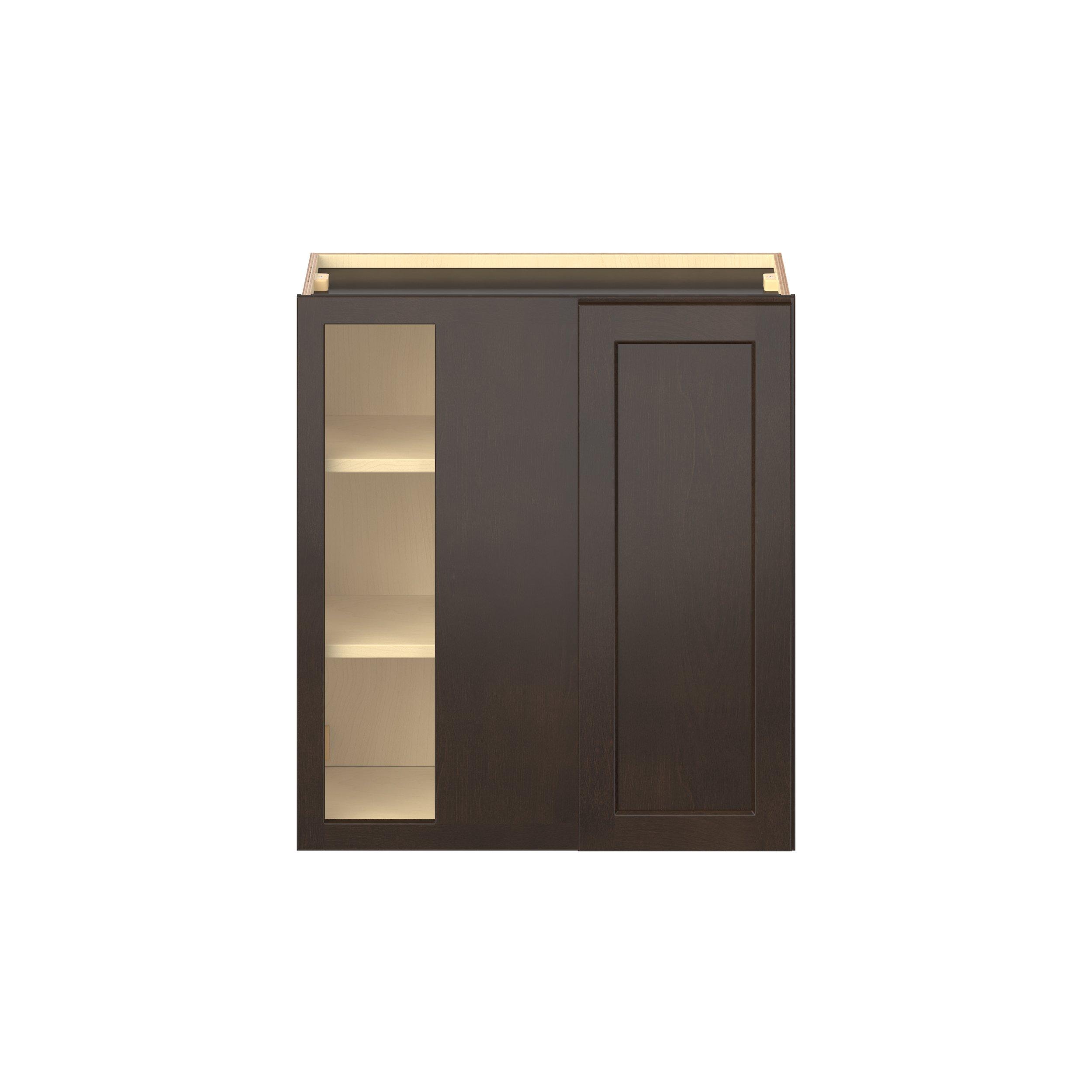 Baxley 27 in. Stained Cocoa Left Blind Corner Wall Cabinet