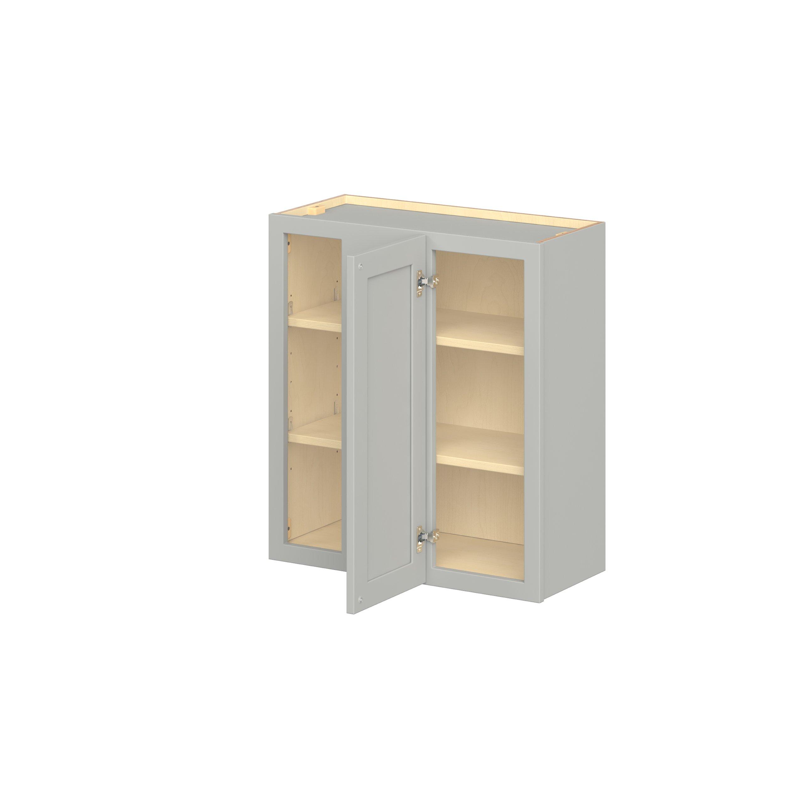 Baxley 27 in. Painted Whisper Gray Left Blind Corner Wall Cabinet