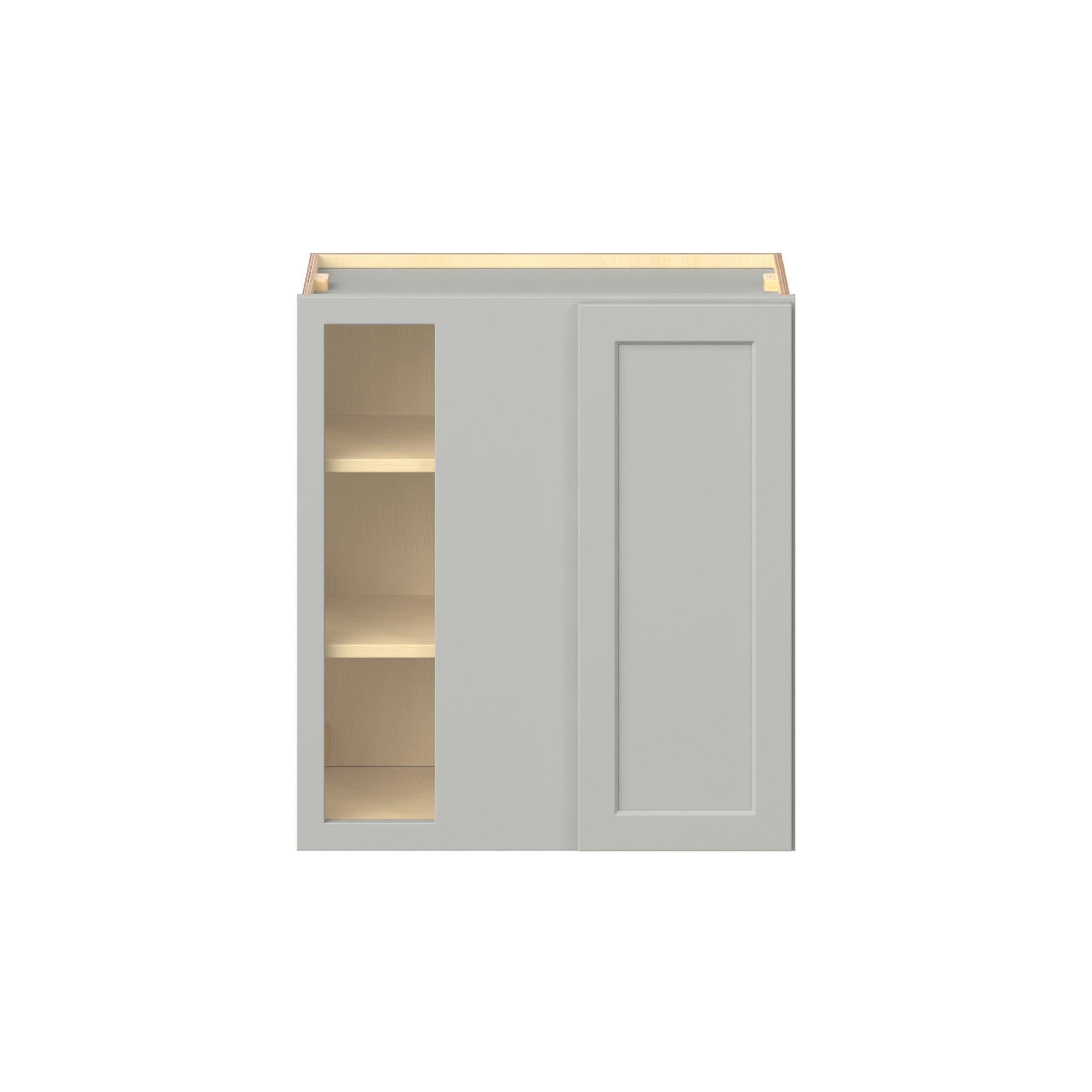 Baxley 27 in. Painted Whisper Gray Left Blind Corner Wall Cabinet