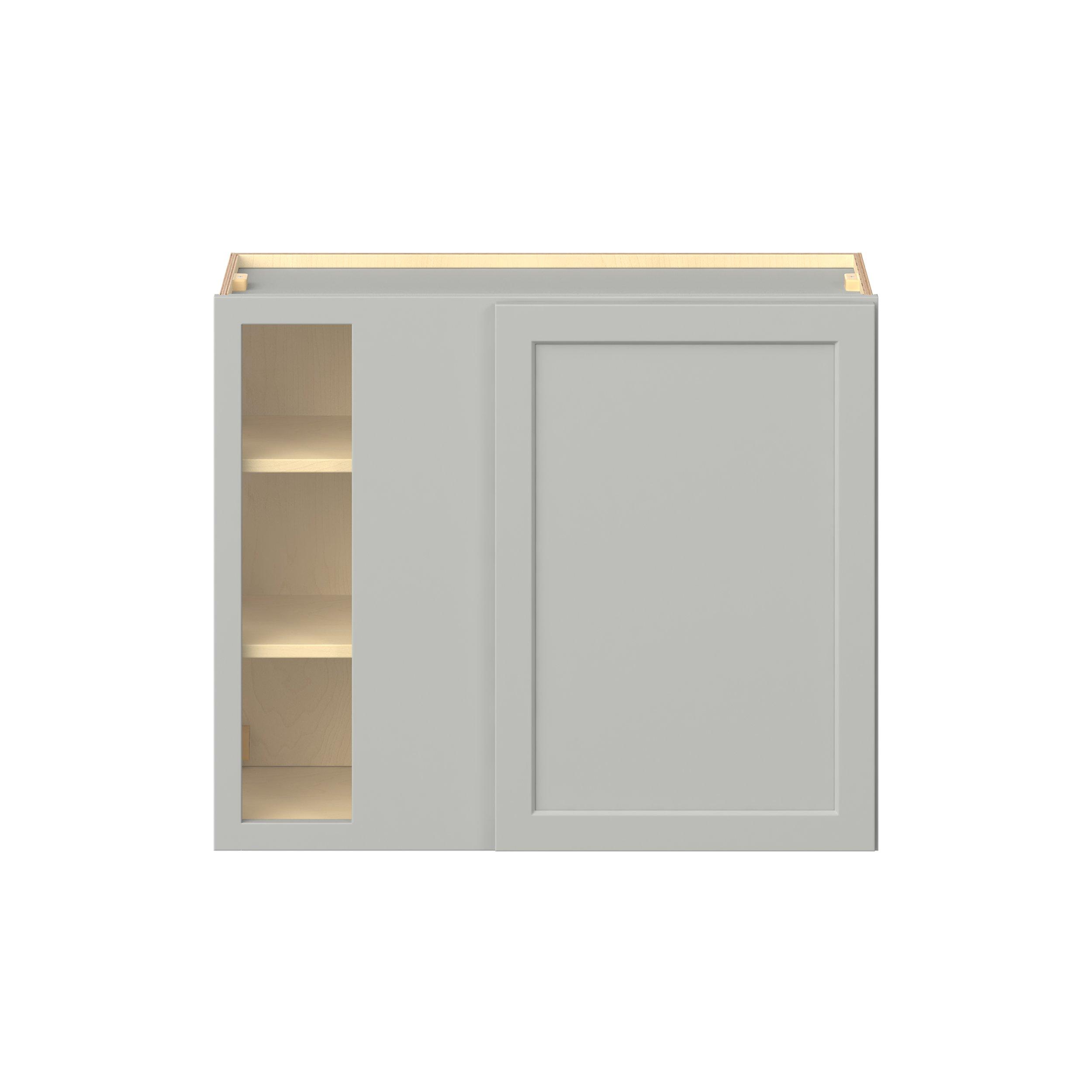 Baxley 36 in. Painted Whisper Gray Left Blind Corner Wall Cabinet