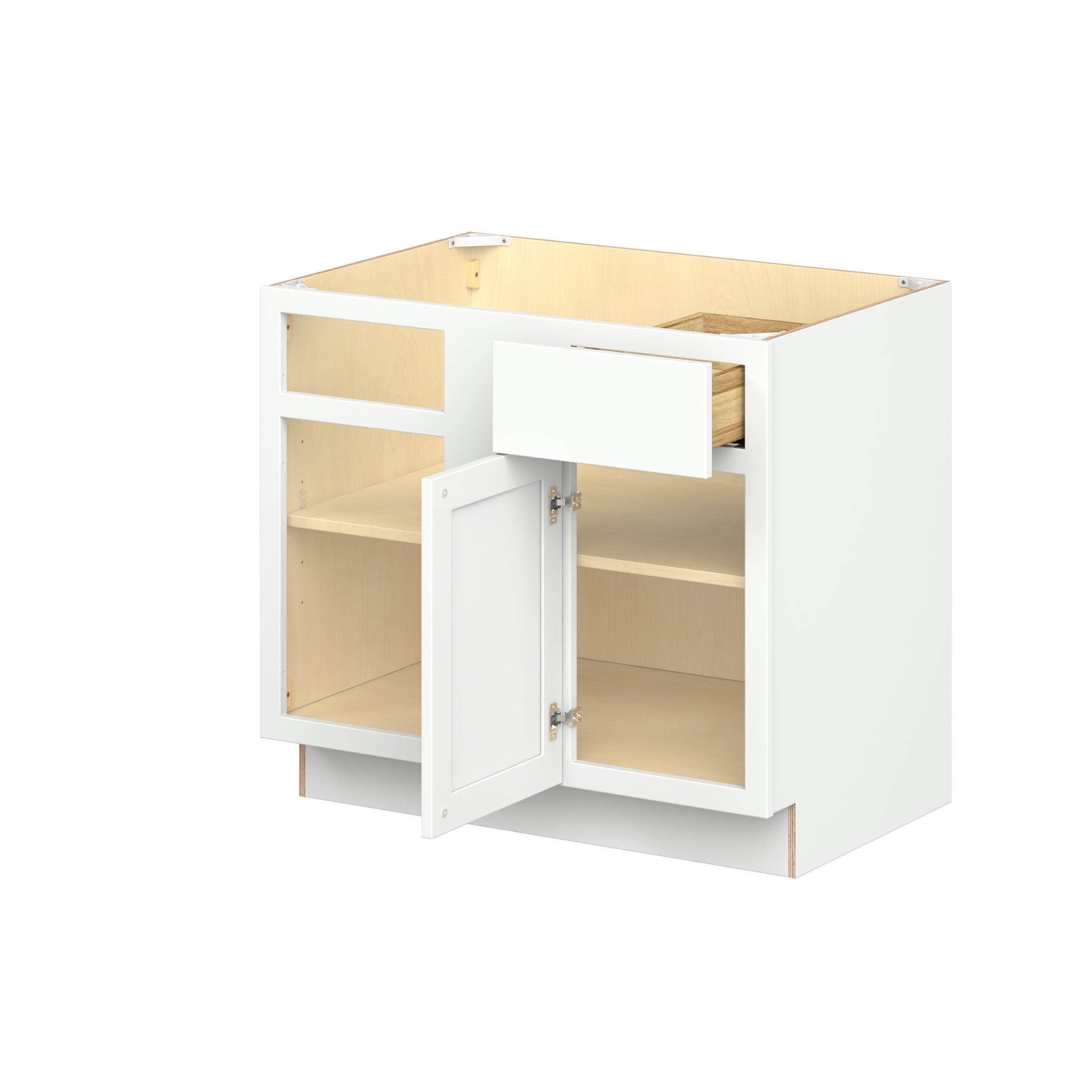 Baxley 36 in. Painted Pure White Left Blind Corner Base Cabinet - ADA