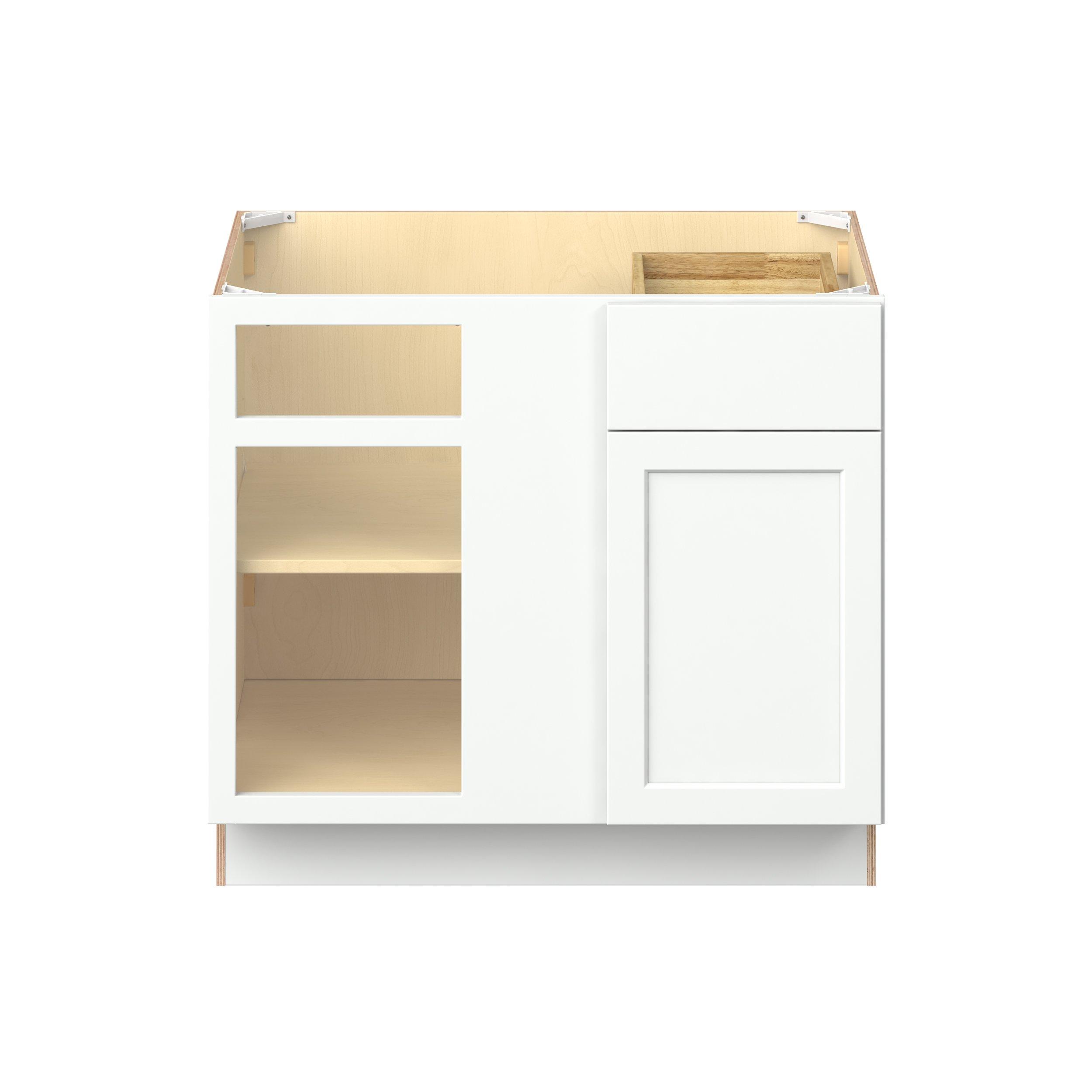Baxley 36 in. Painted Pure White Left Blind Corner Base Cabinet - ADA