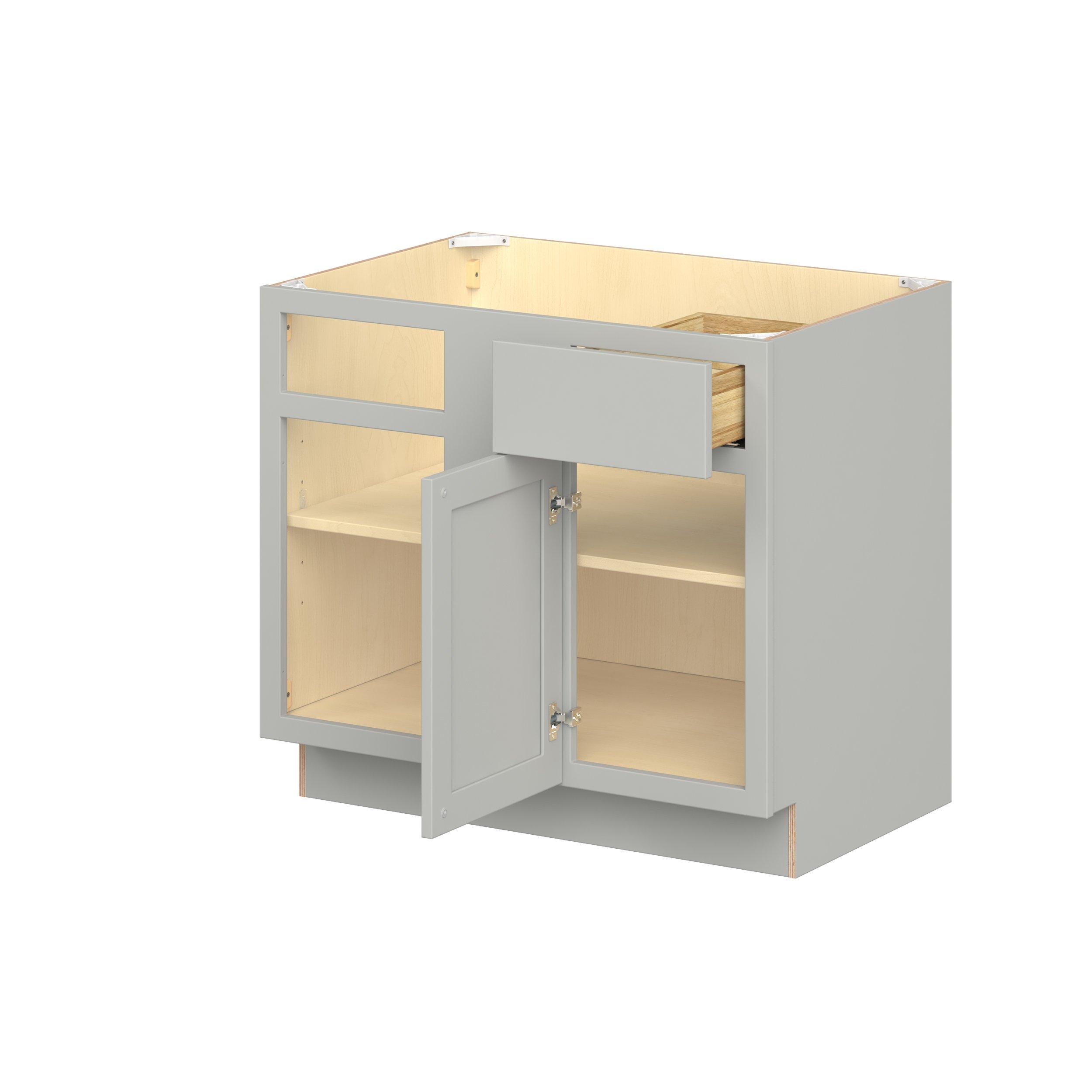 Baxley 36 in. Painted Whisper Gray Left Blind Corner Base Cabinet - ADA