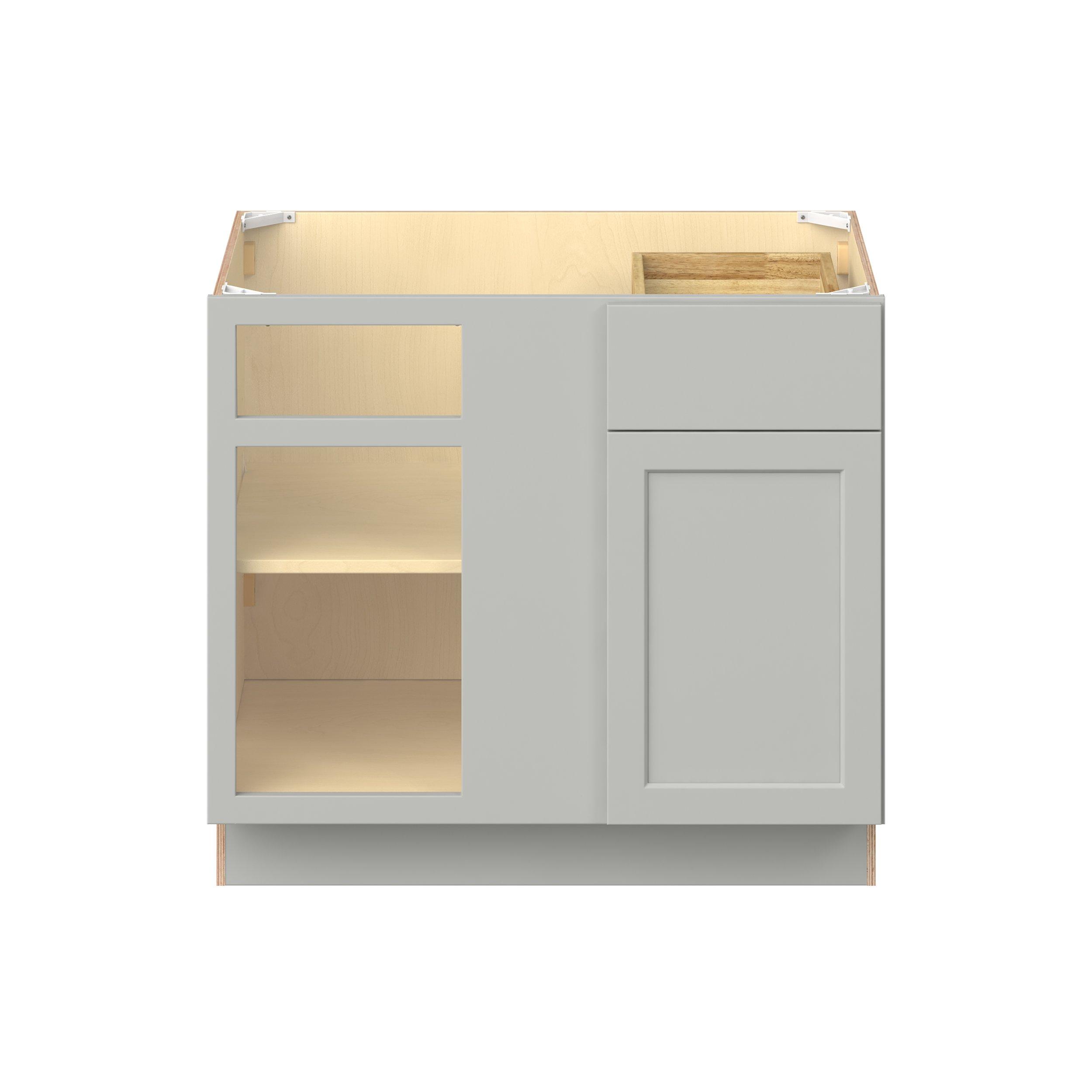 Baxley 36 in. Painted Whisper Gray Left Blind Corner Base Cabinet - ADA