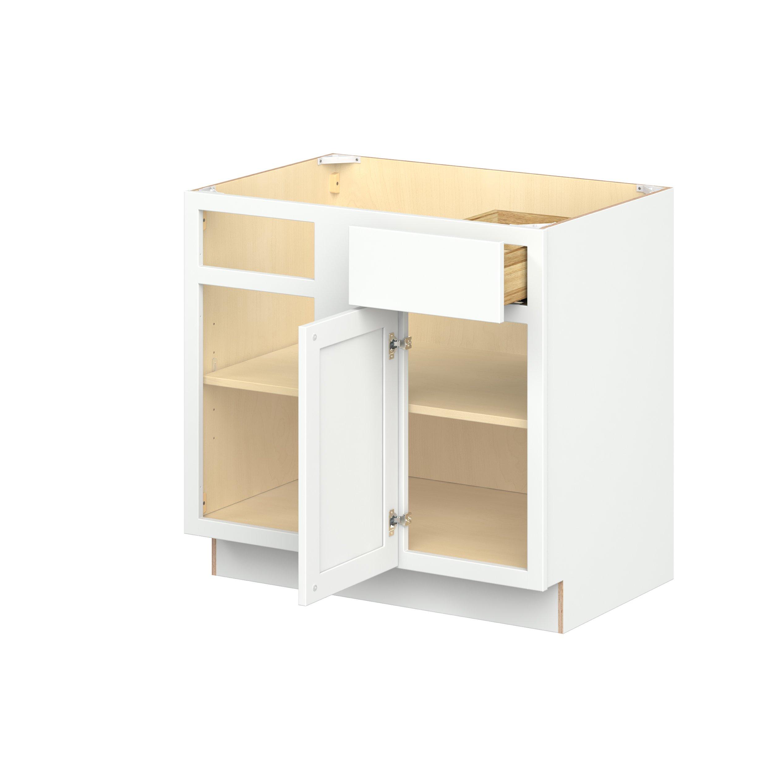 Baxley 36 in. Painted Pure White Left Blind Corner Base Cabinet