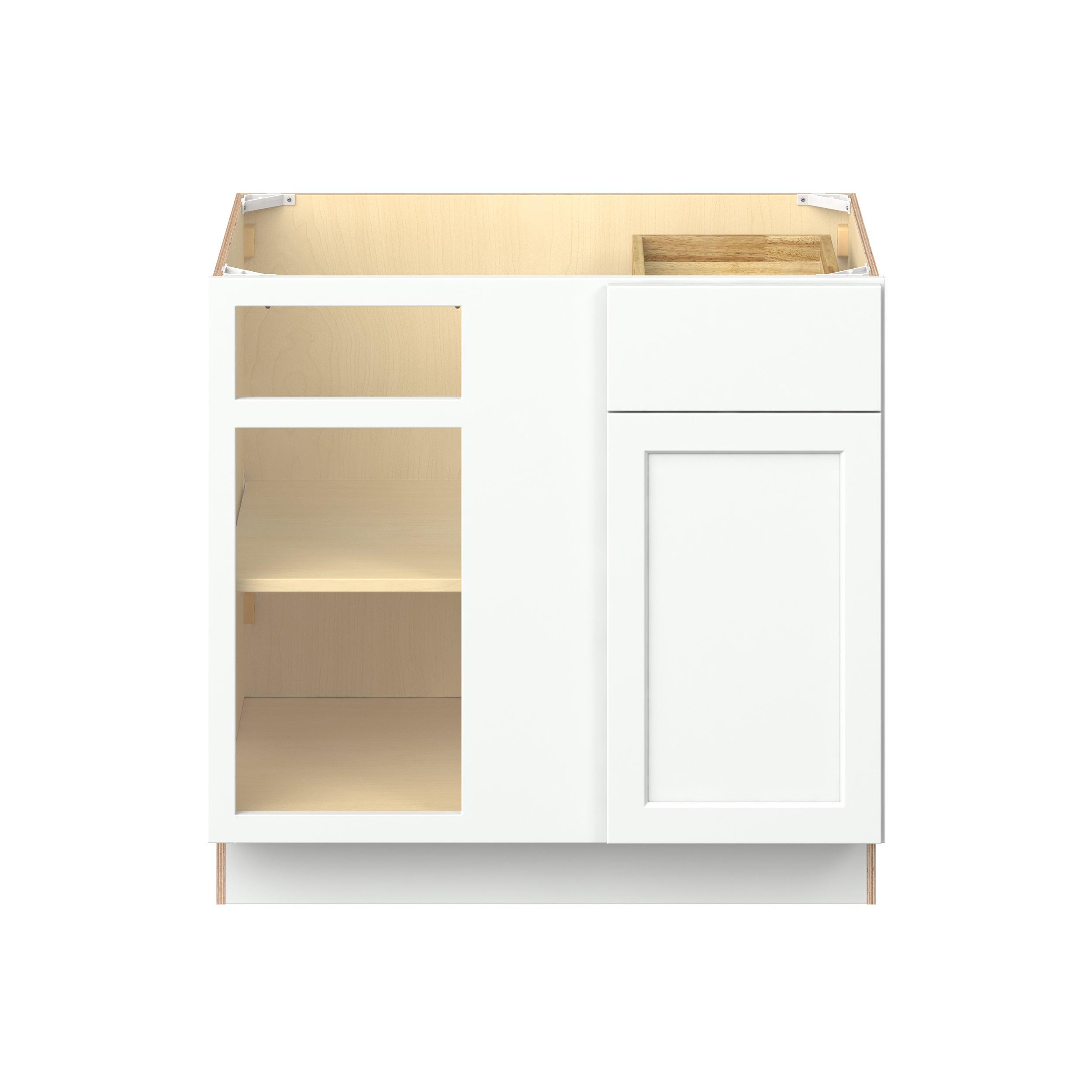 Baxley 36 in. Painted Pure White Left Blind Corner Base Cabinet