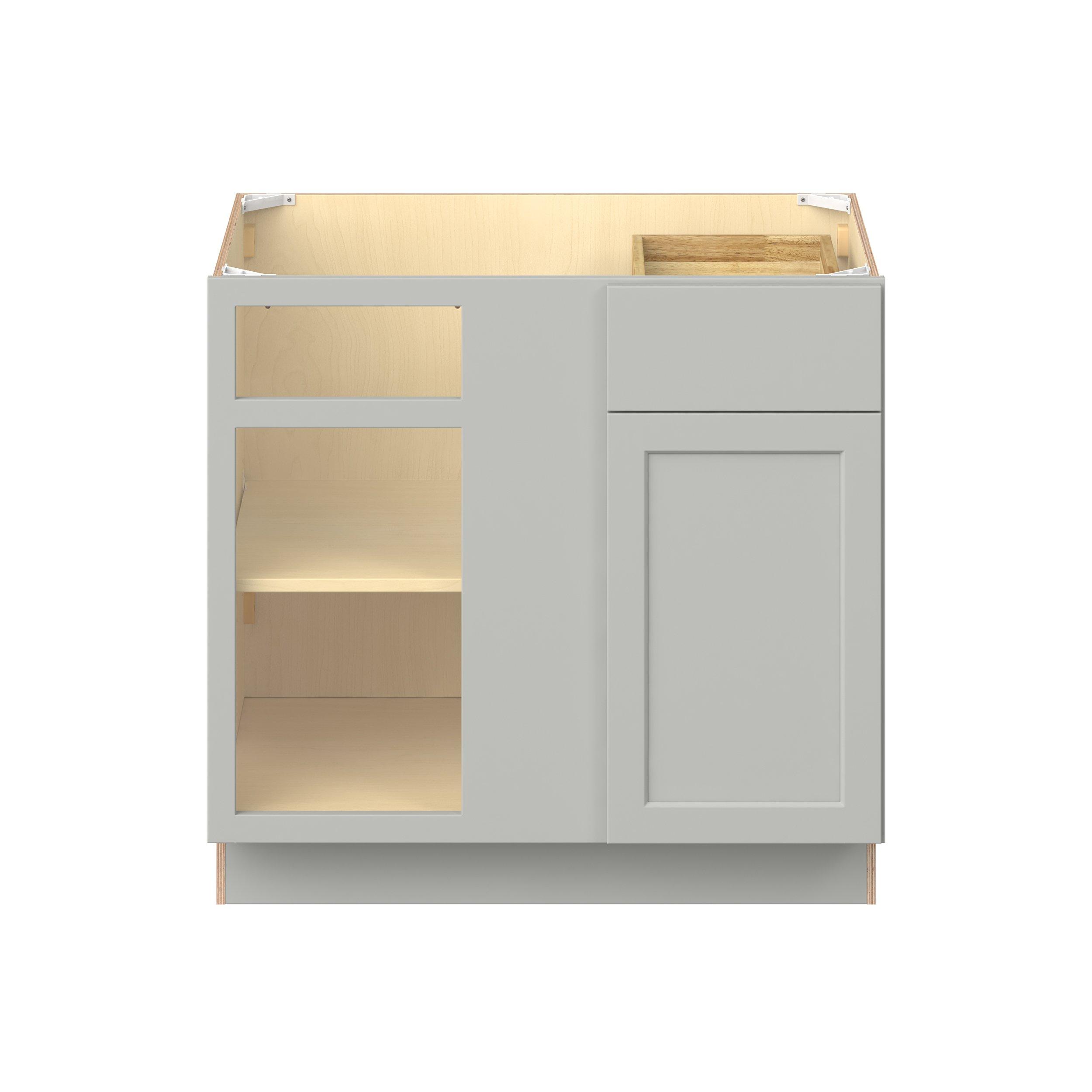 Baxley 36 in. Painted Whisper Gray Left Blind Corner Base Cabinet
