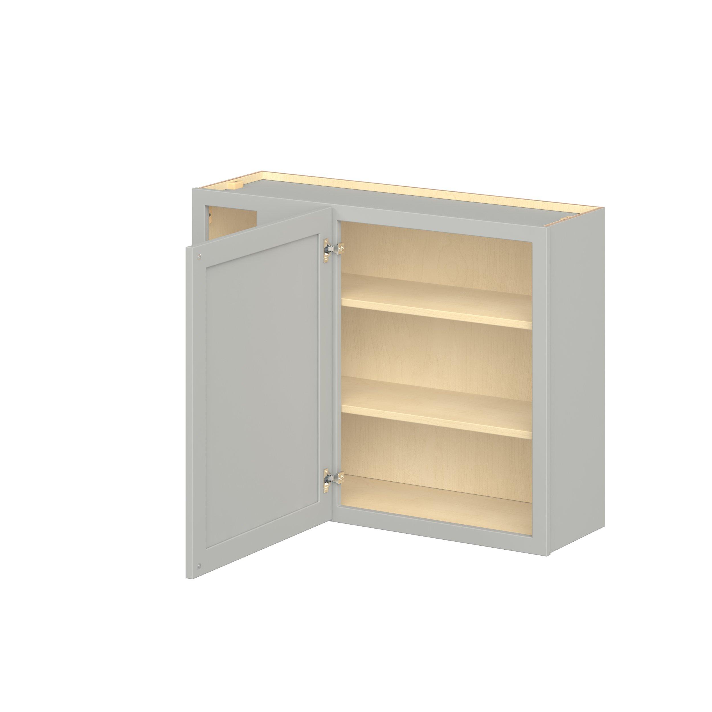Baxley 36 in. Painted Whisper Gray Left Blind Corner Wall Cabinet