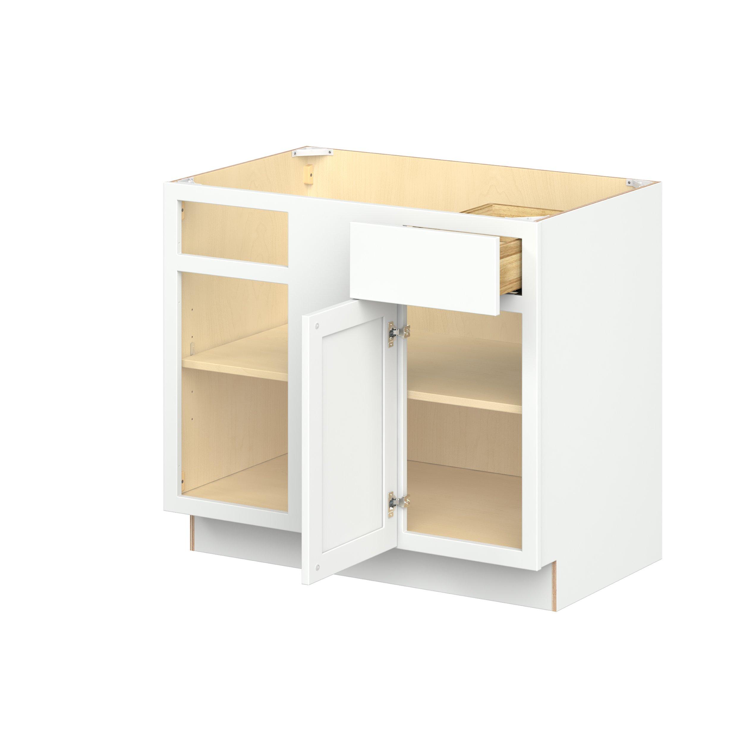Baxley 39 in. Painted Pure White Left Blind Corner Base Cabinet