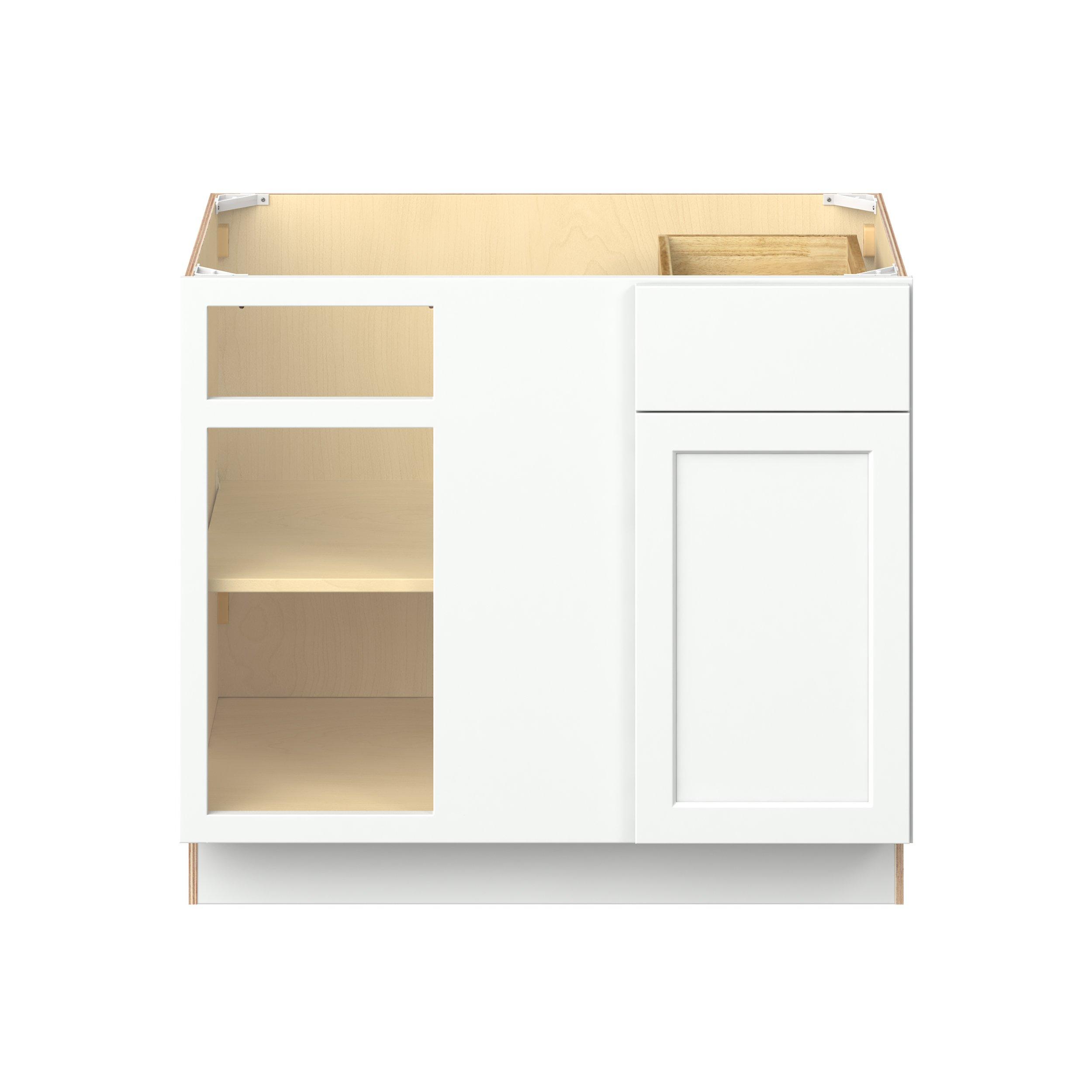 Baxley 39 in. Painted Pure White Left Blind Corner Base Cabinet