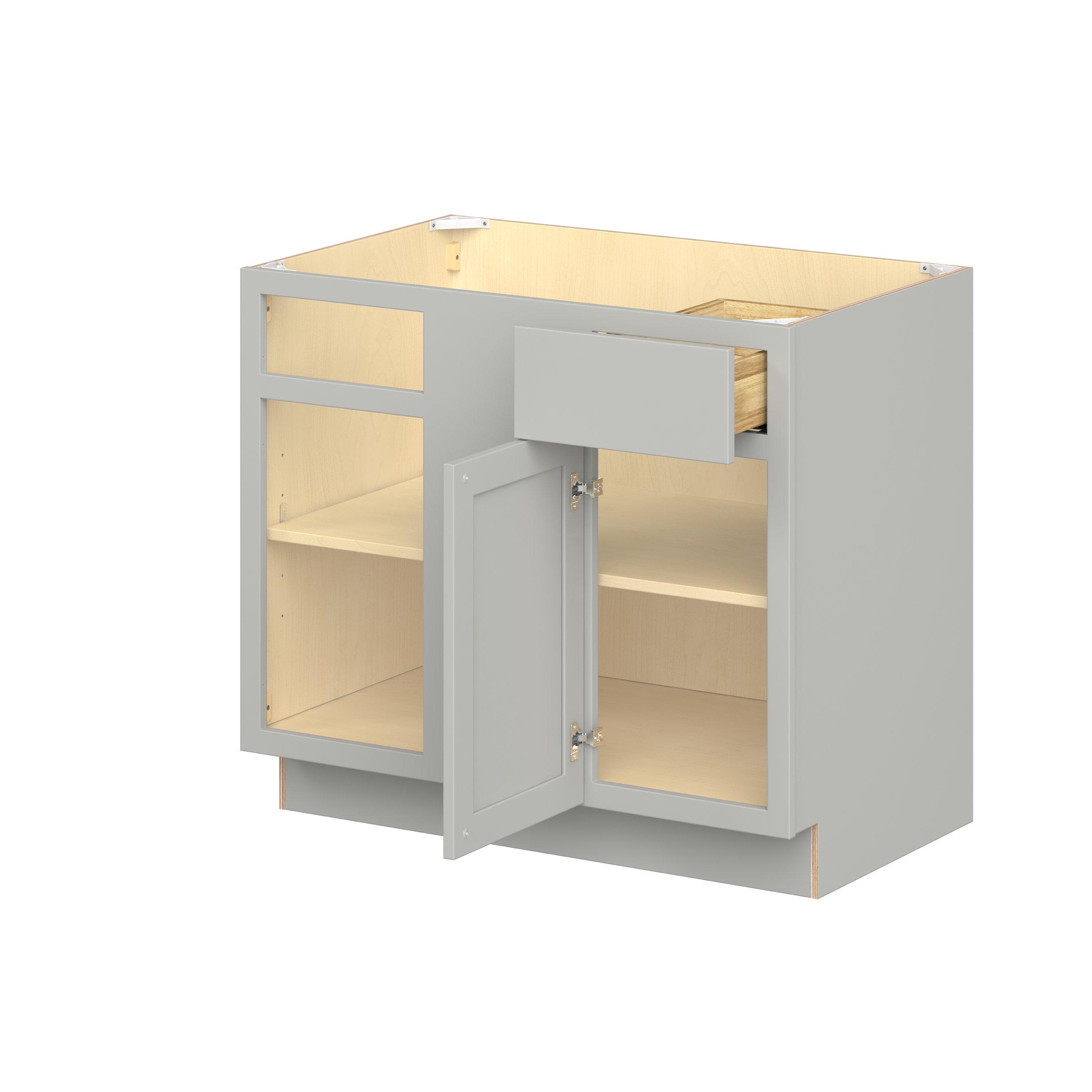 Baxley 39 in. Painted Whisper Gray Left Blind Corner Base Cabinet