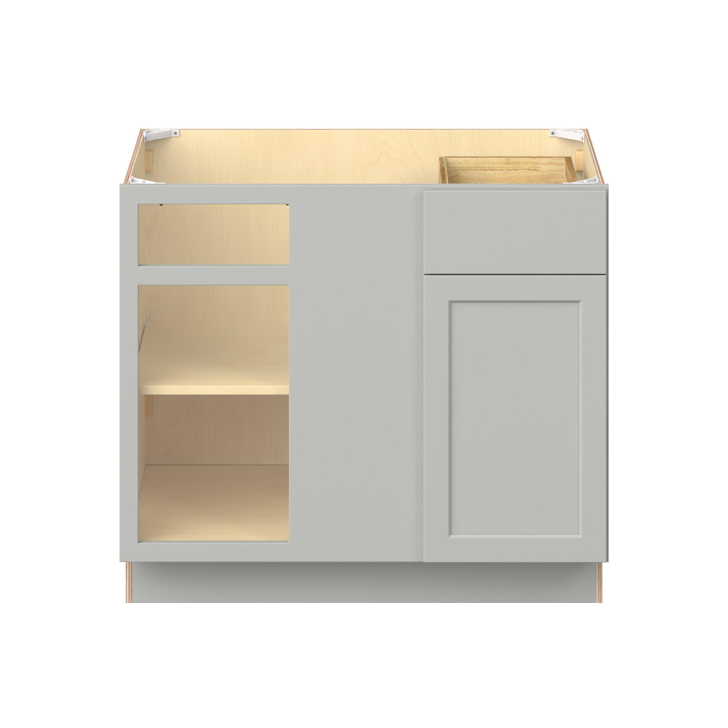 Baxley 39 in. Painted Whisper Gray Left Blind Corner Base Cabinet