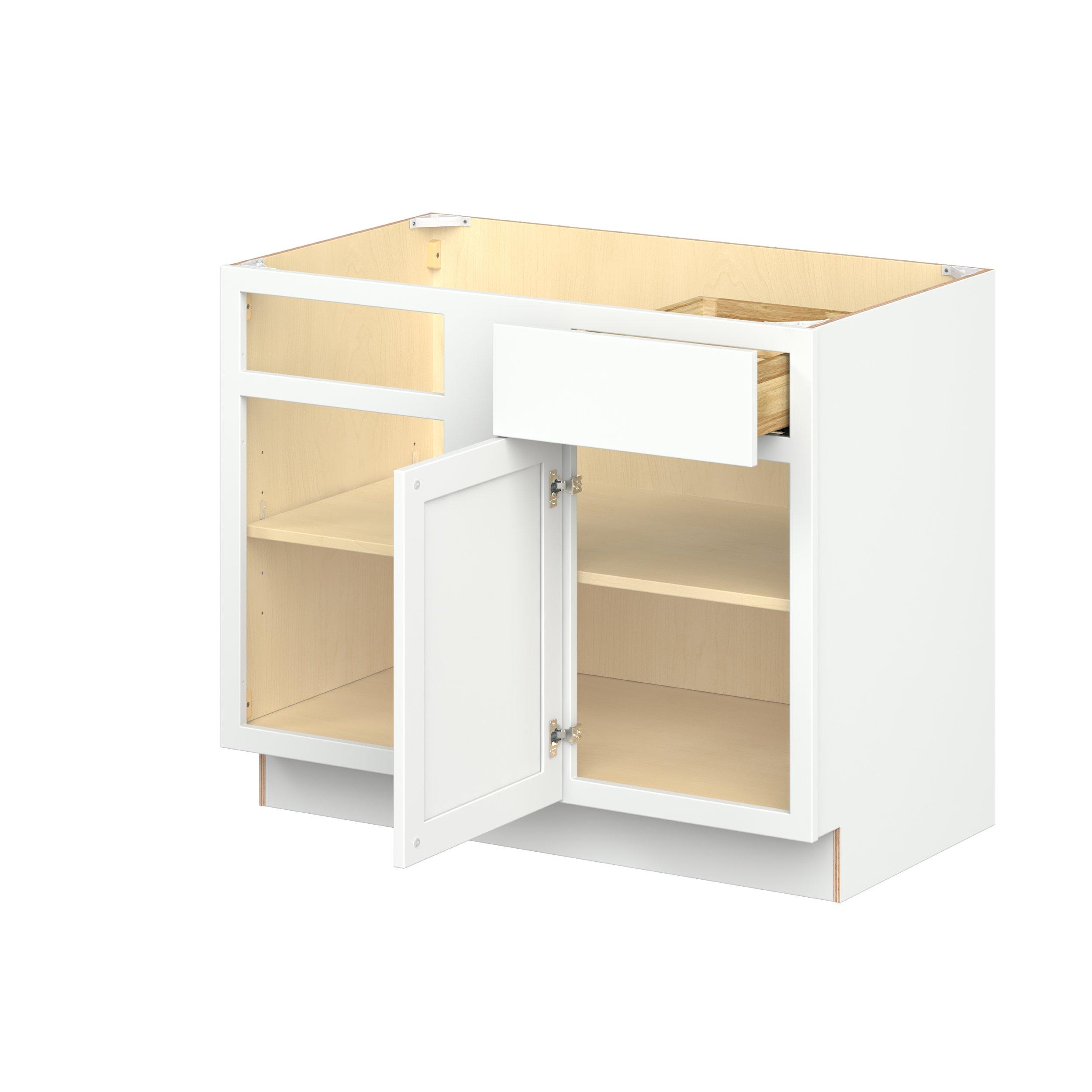 Baxley 42 in. Painted Pure White Left Blind Corner Base Cabinet