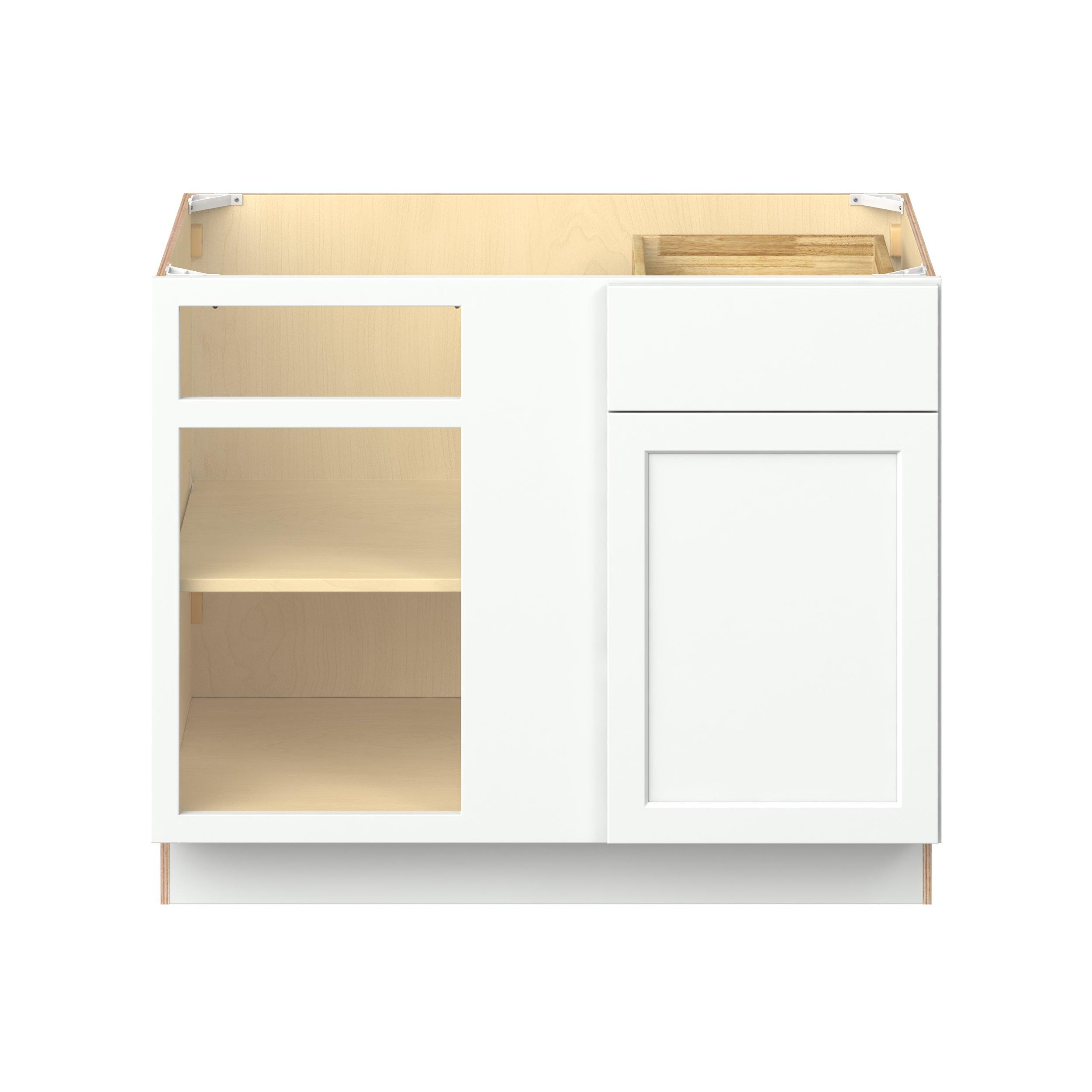 Baxley 42 in. Painted Pure White Left Blind Corner Base Cabinet