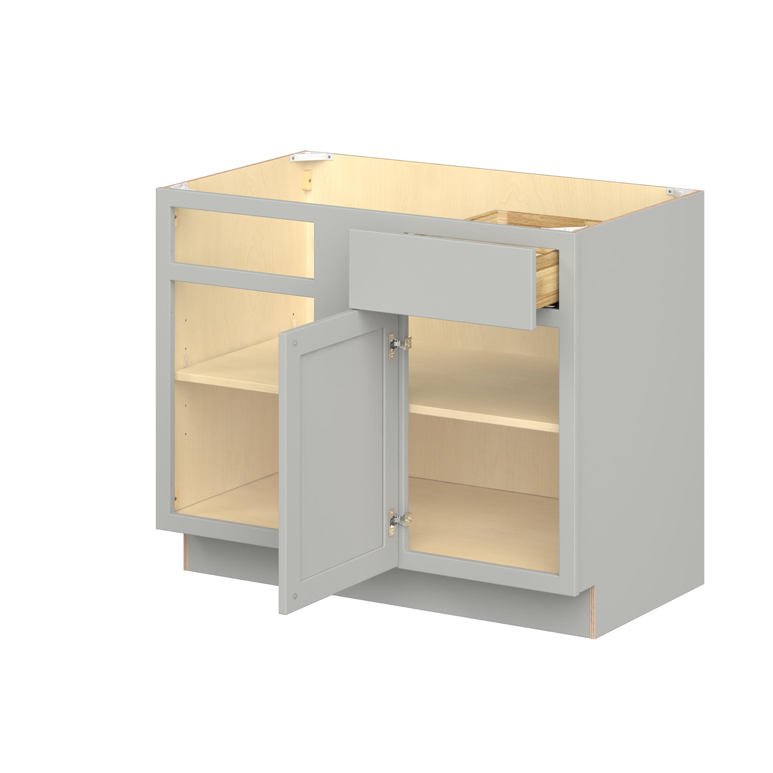 Baxley 42 in. Painted Whisper Gray Left Blind Corner Base Cabinet