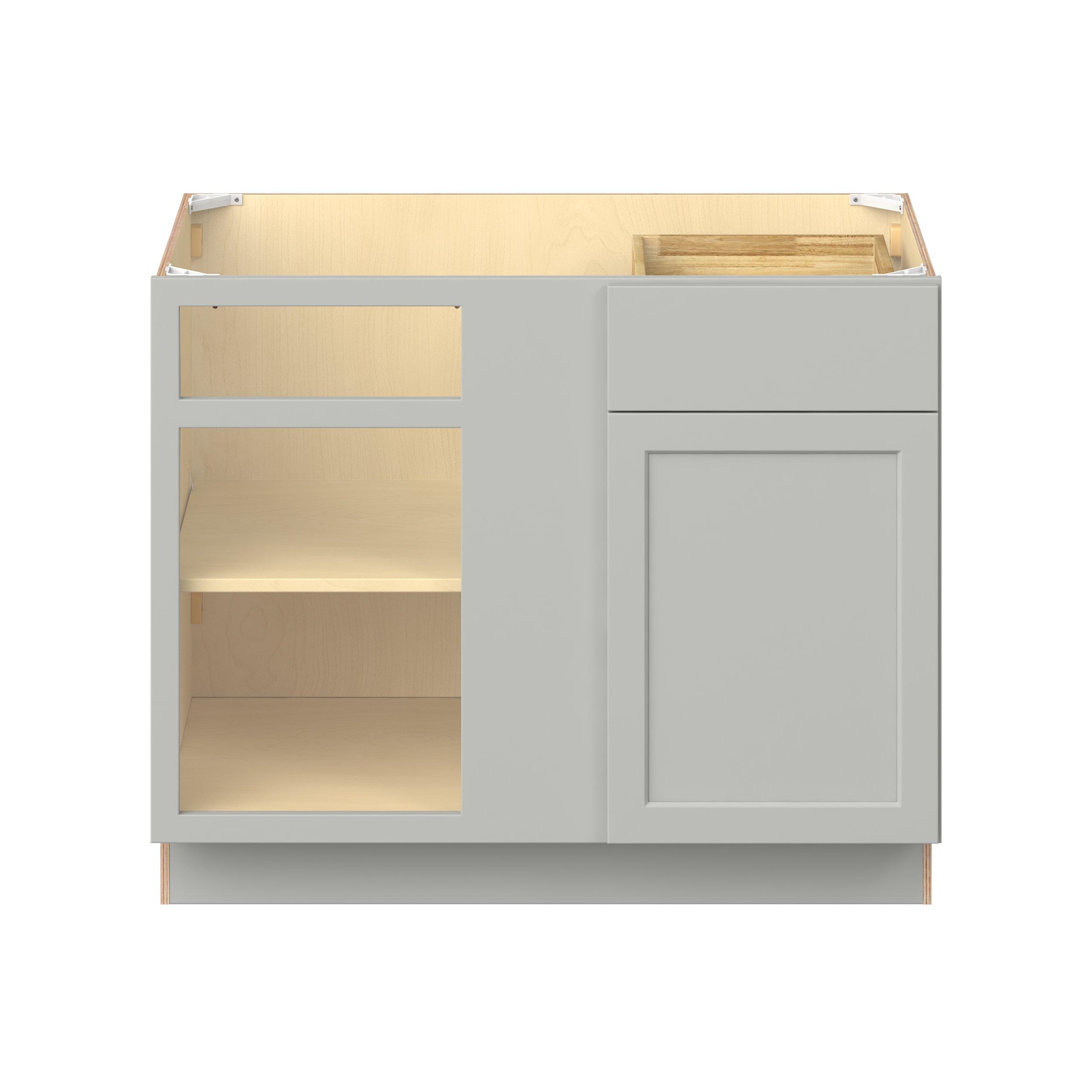 Baxley 42 in. Painted Whisper Gray Left Blind Corner Base Cabinet