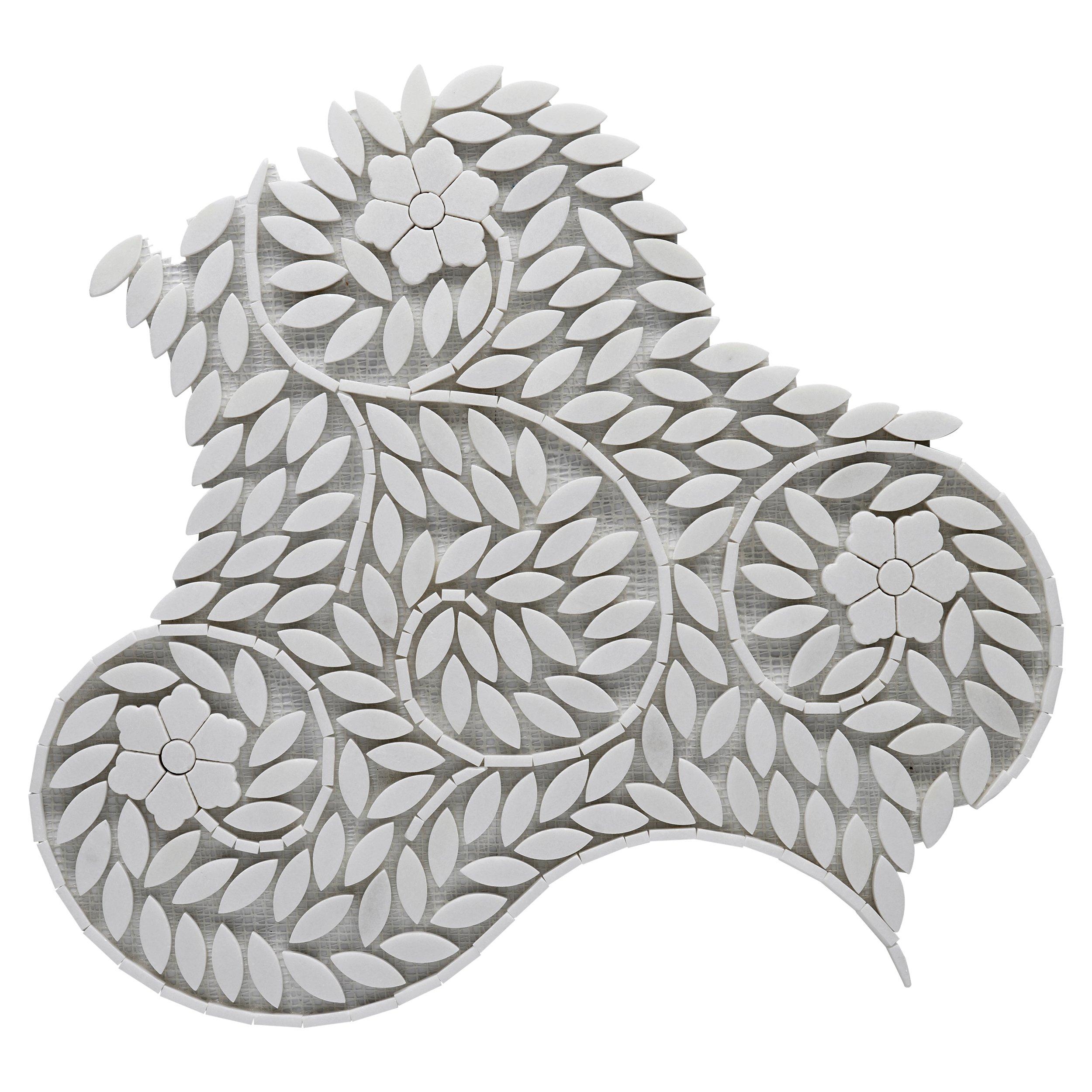 Camellia Thassos Polished Waterjet Marble Mosaic