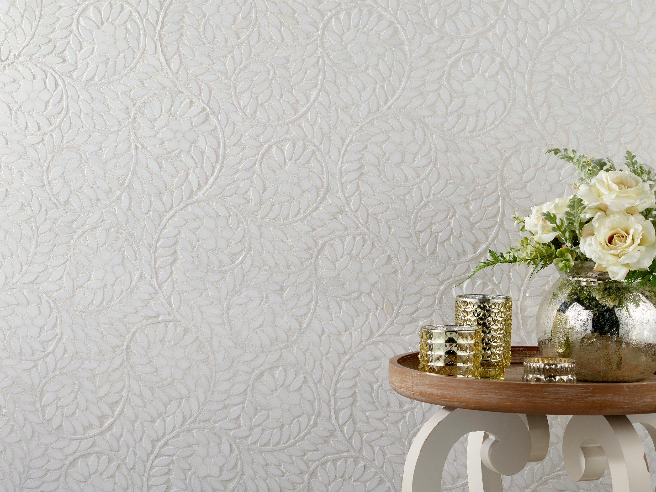 Camellia Thassos Polished Waterjet Marble Mosaic