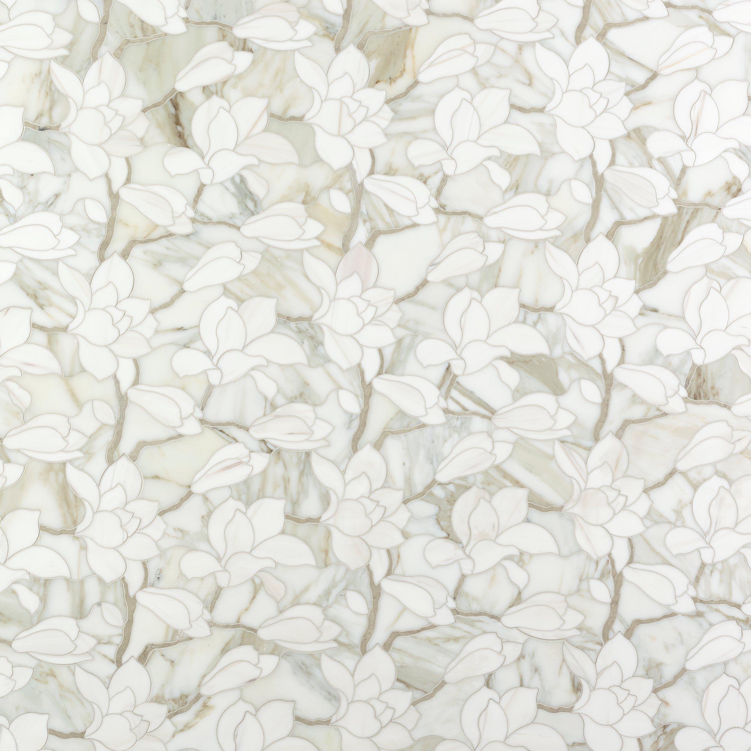 Daffodil Calacatta Dolomite Honed Waterjet Marble Mosaic