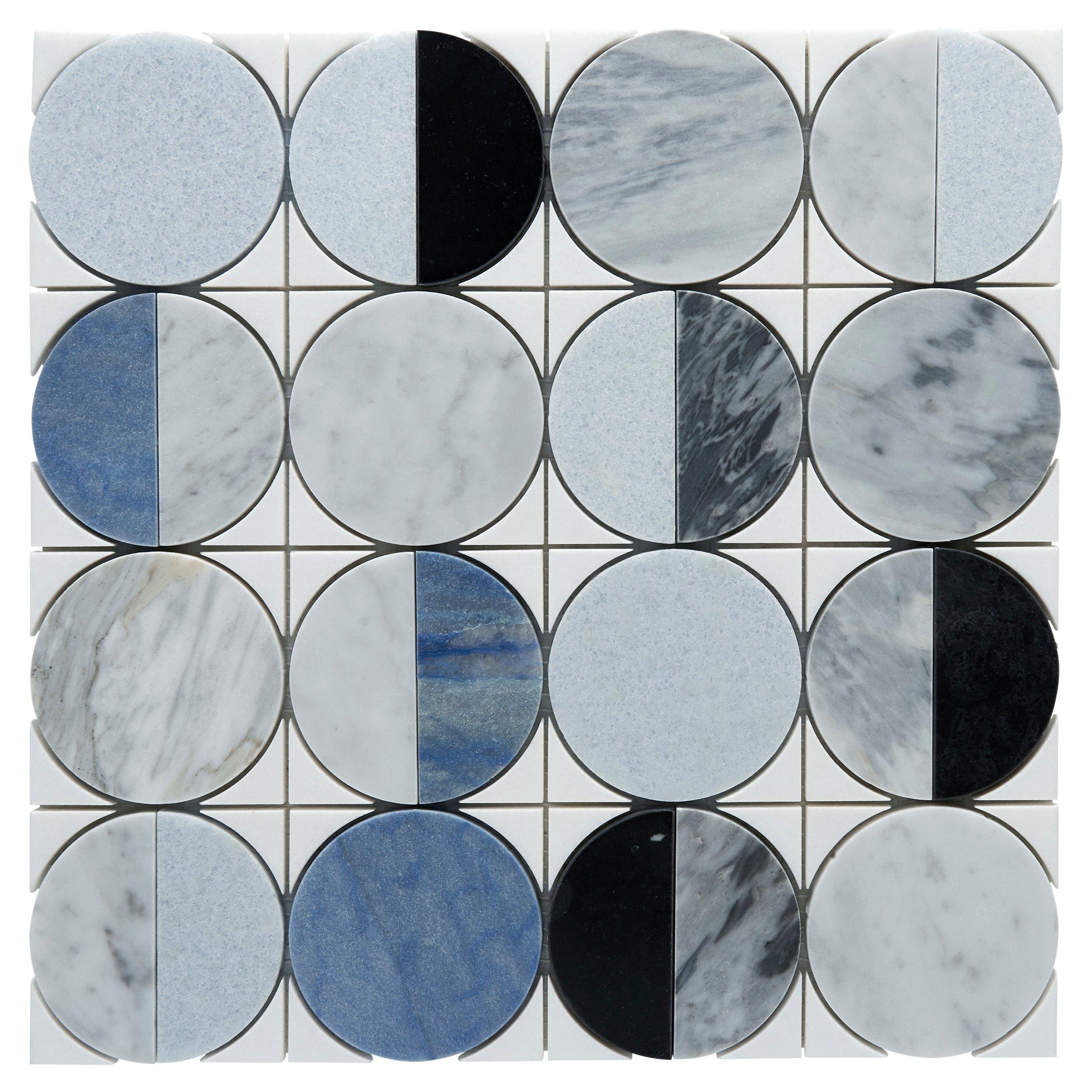 Belize Thassos Bianco Nero II Polished Waterjet Mosaic