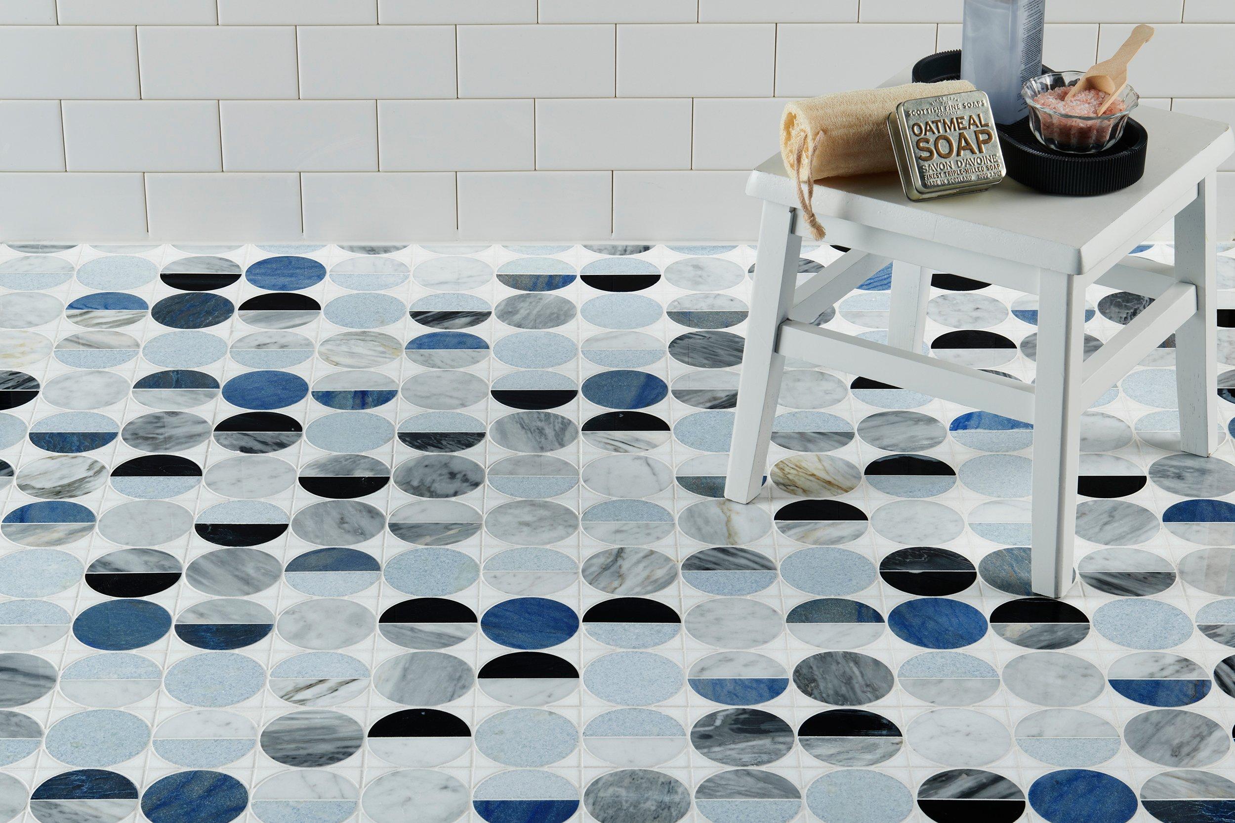 Belize Thassos Bianco Nero II Polished Waterjet Mosaic