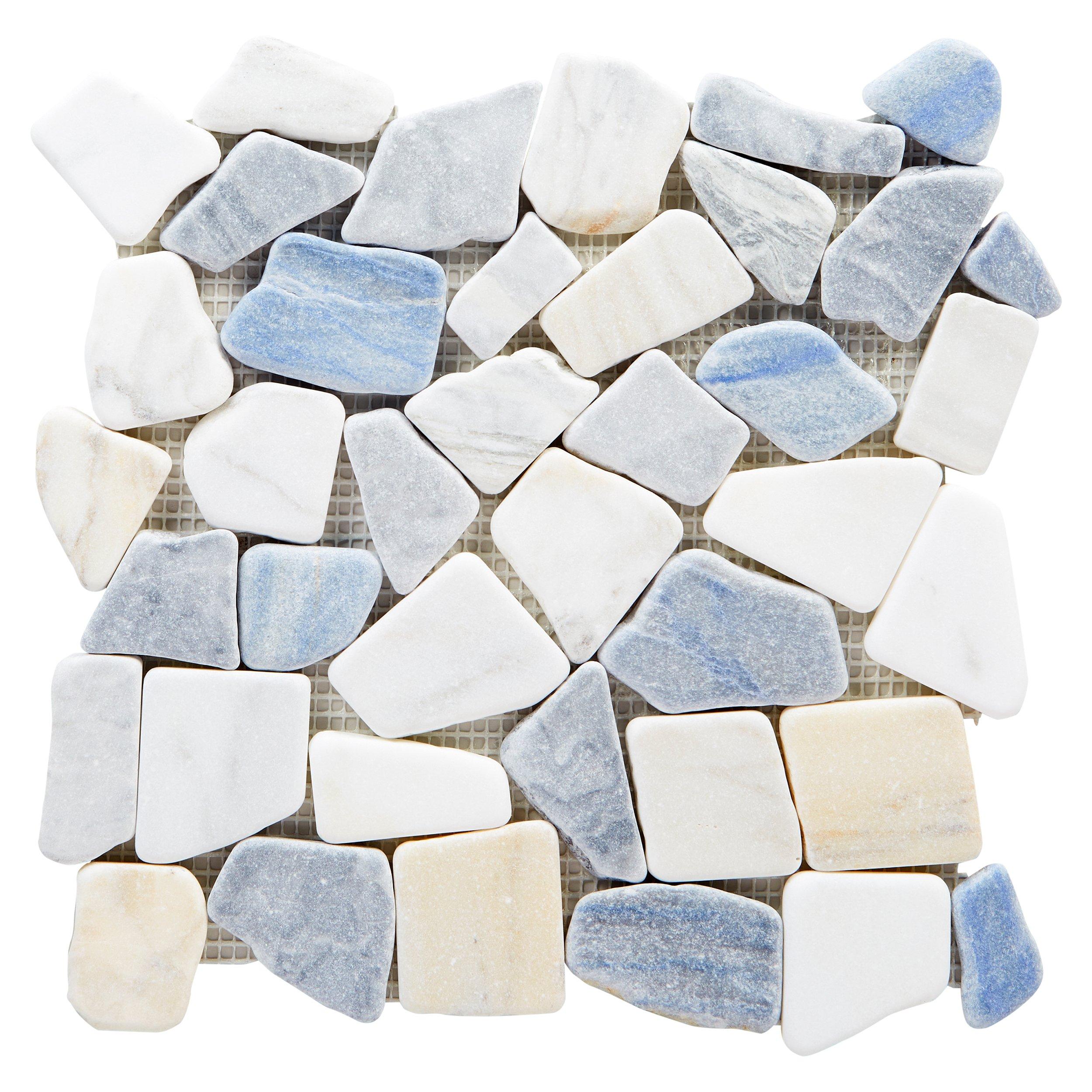 Calacatta Blue Azul Pebble Honed Marble Mosaic