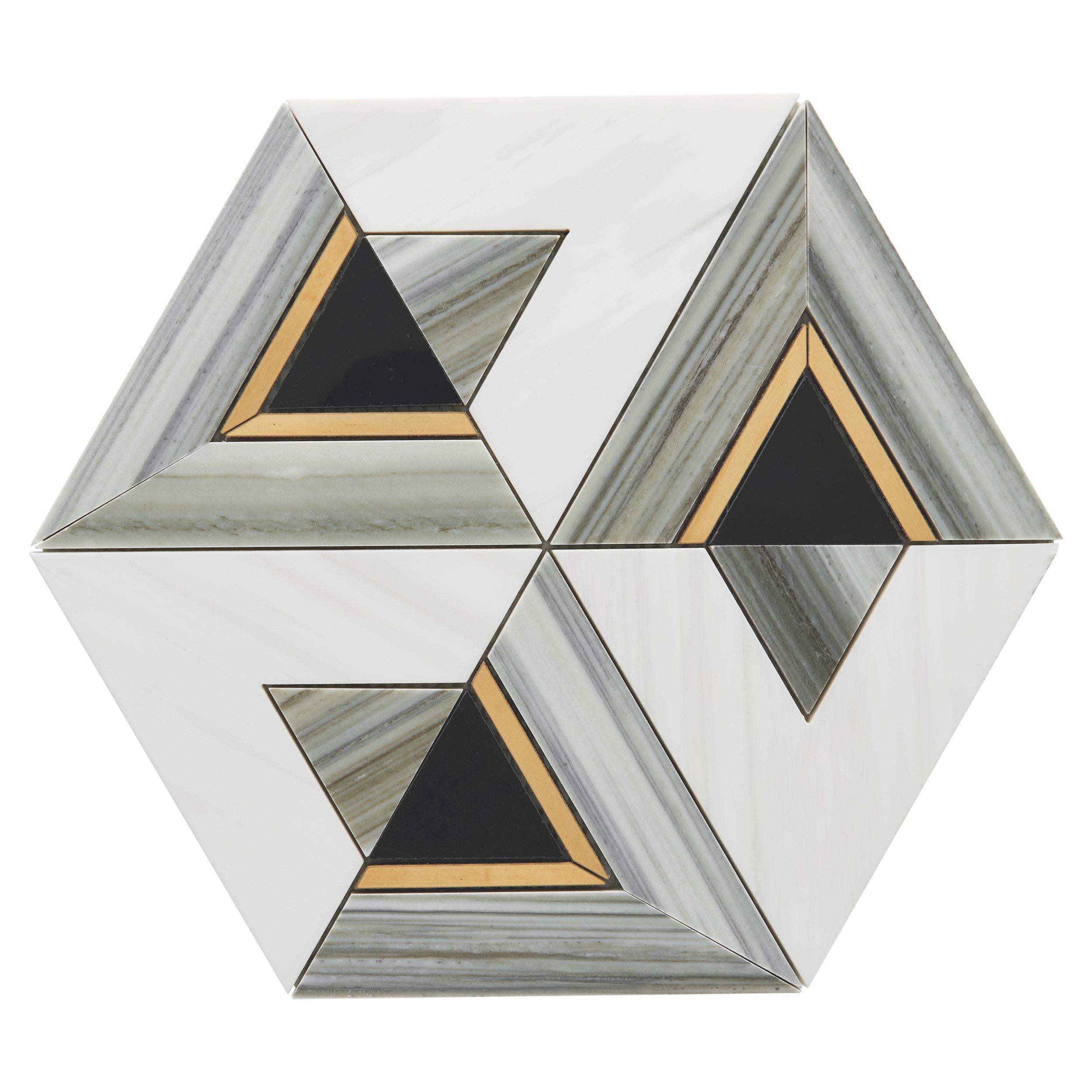 Jax Dolomite Nero Brass Polished Marble Mosaic