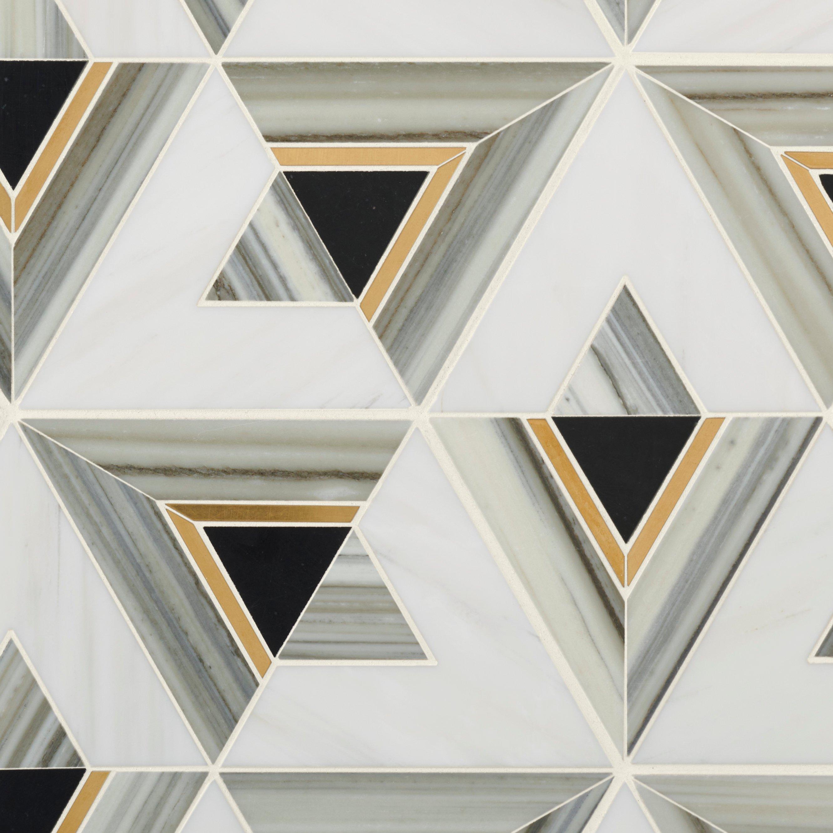Jax Dolomite Nero Brass Polished Marble Mosaic