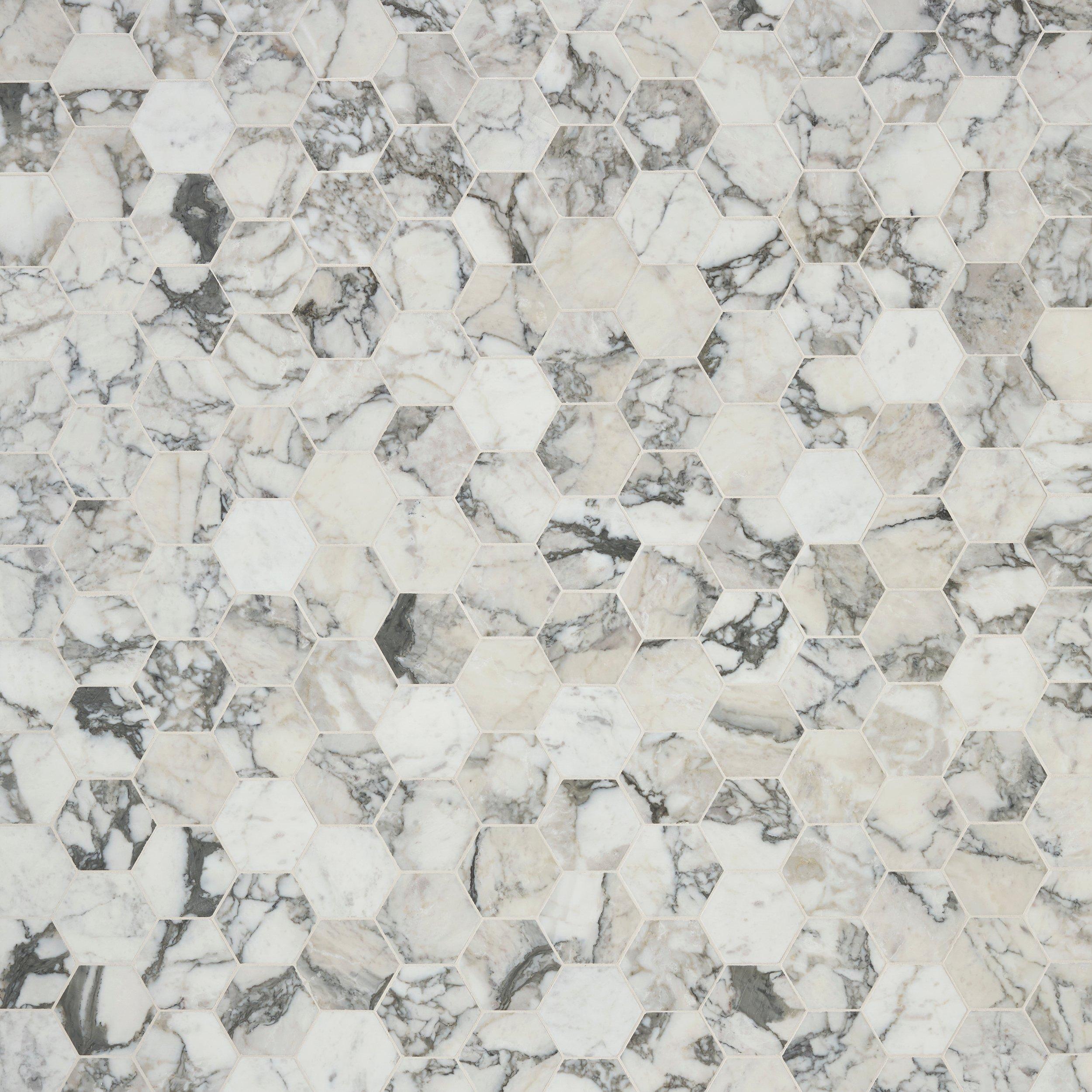 Statuario Gioia Hexagon Polished Marble Mosaic