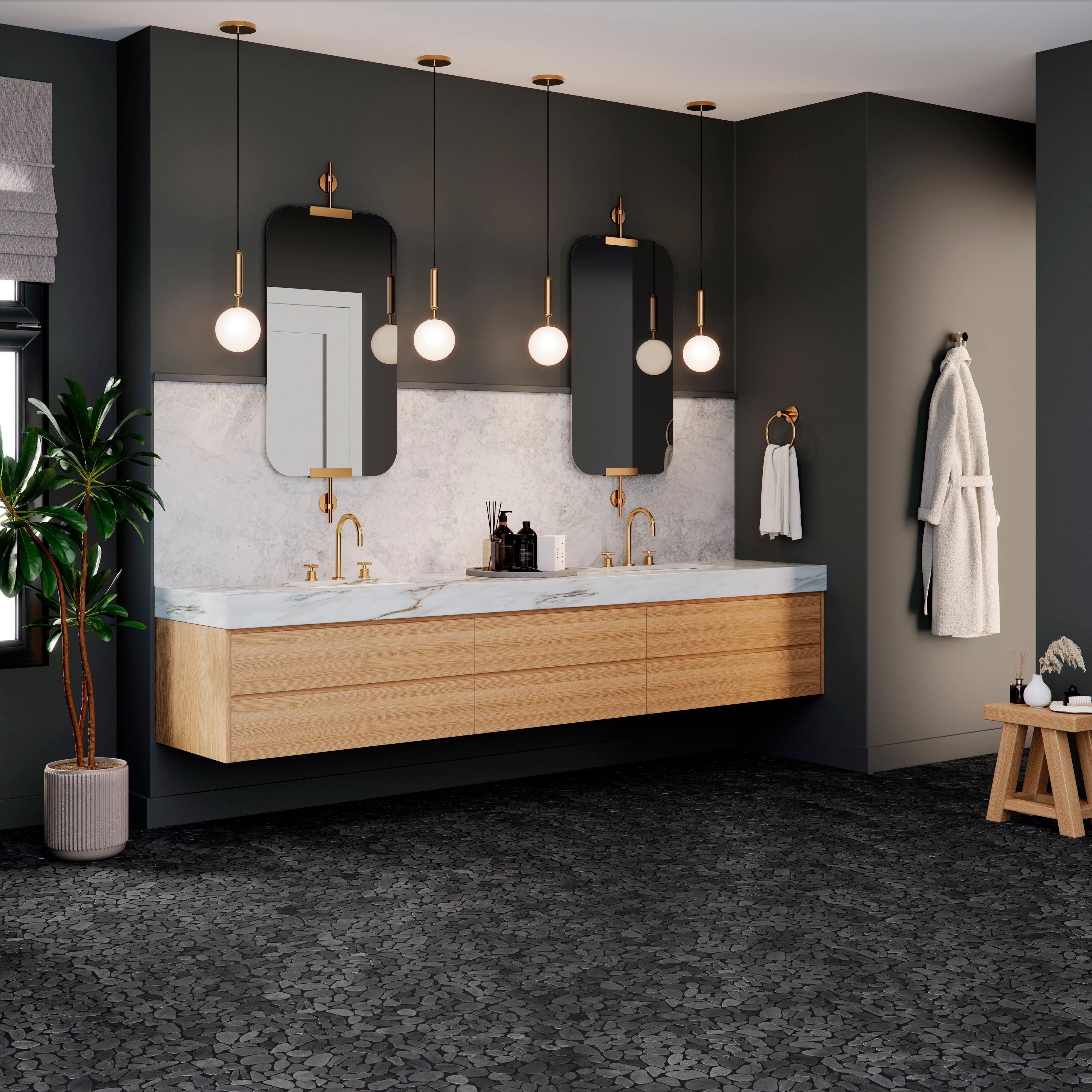 Flat Black Honed Pebble II Mosaic