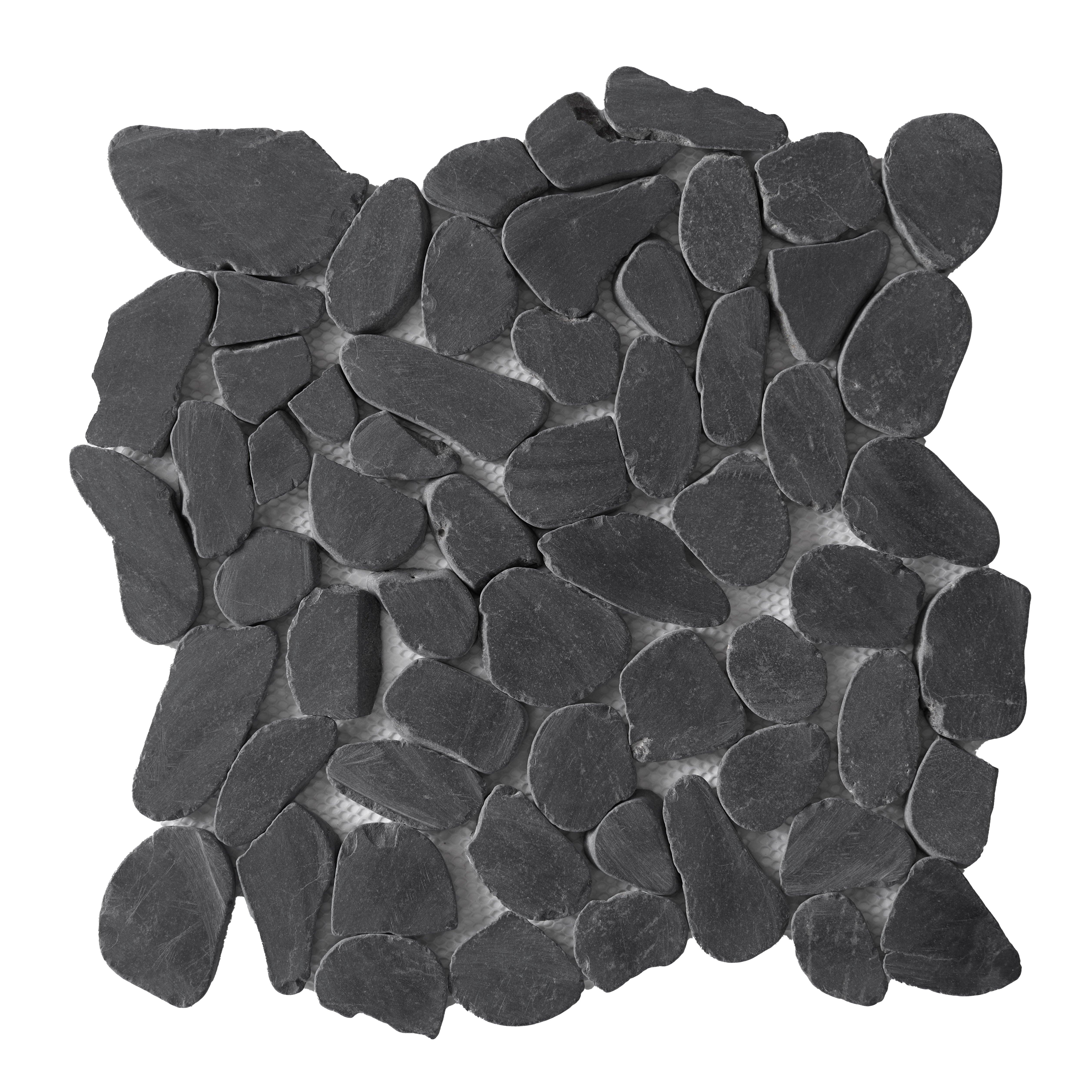 Flat Black Honed Pebble II Mosaic