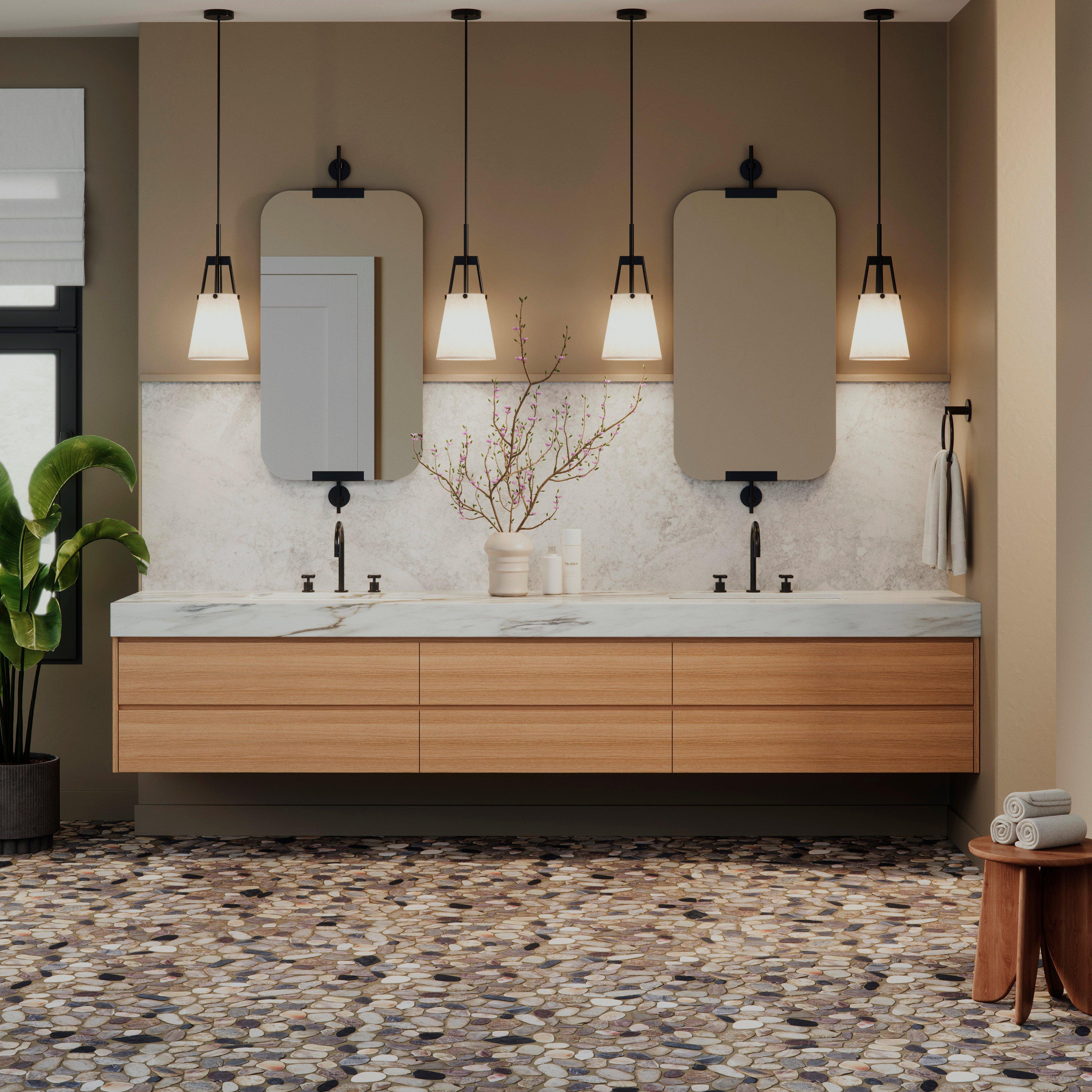 Flat Mixed Honed Pebble II Mosaic