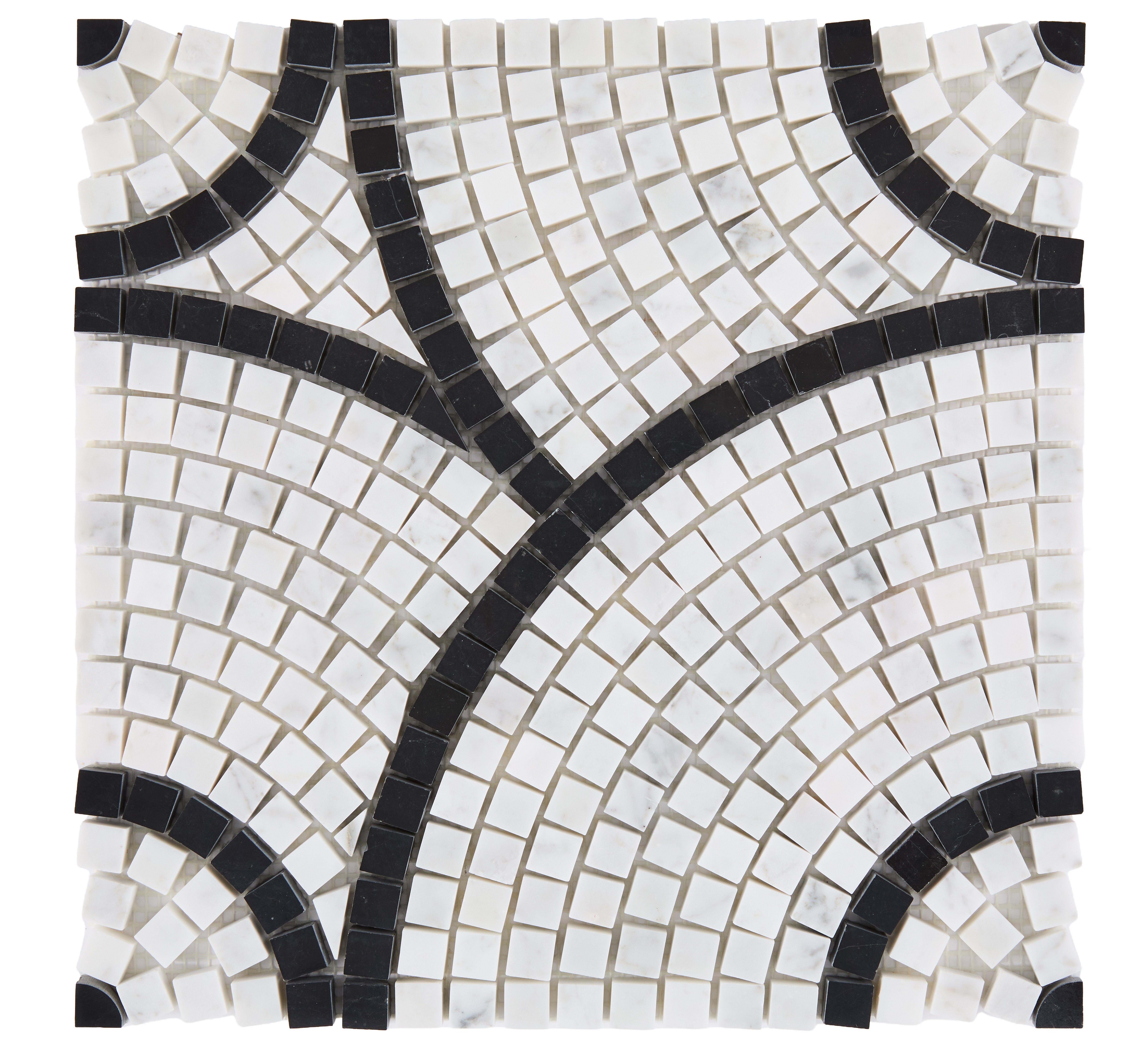 Circulo Bianco Carrara Nero Polished Marble Mosaic