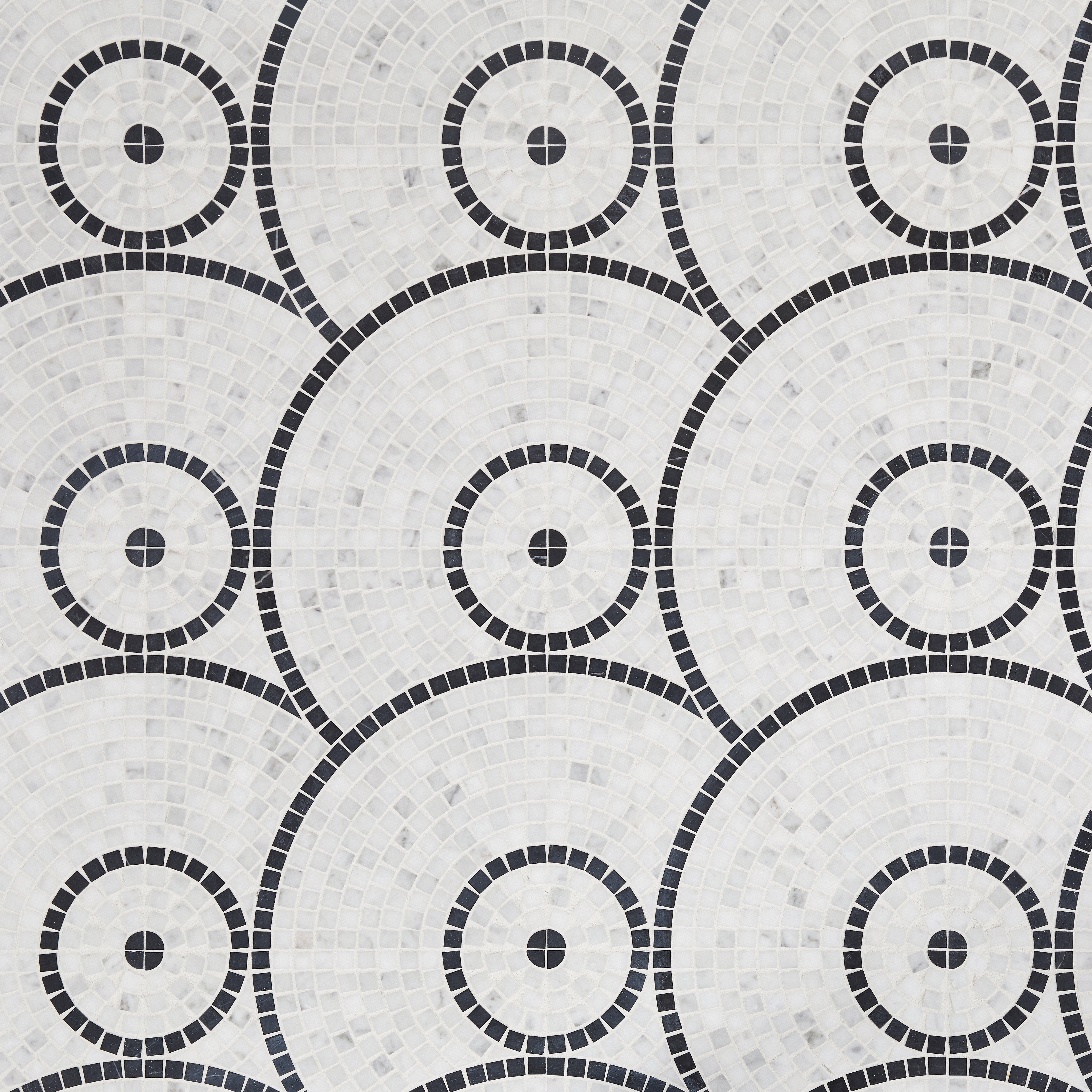 Circulo Bianco Carrara Nero Polished Marble Mosaic