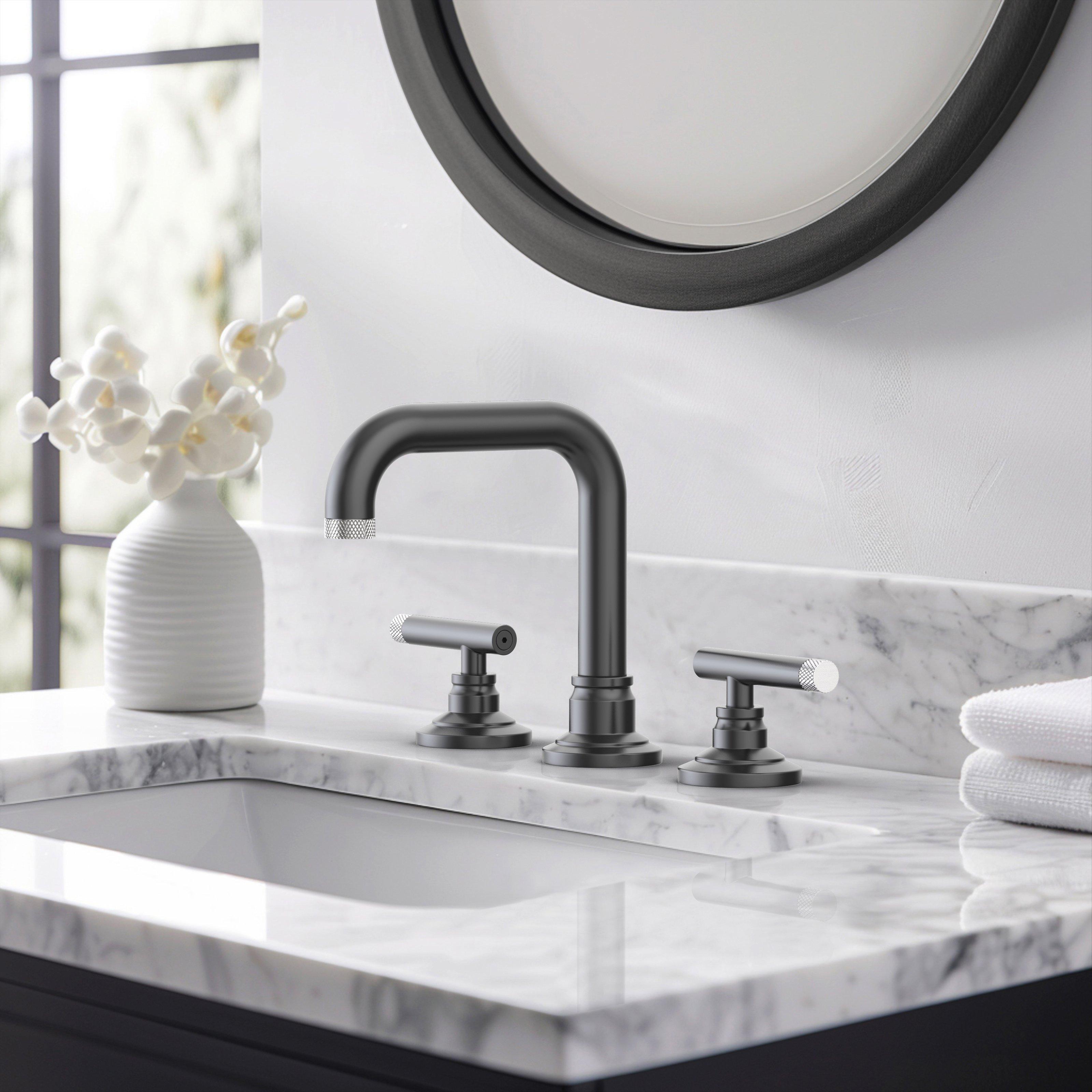 Duke II 8 in. Widespread Brushed Nickel and Matte Black Bath Faucet