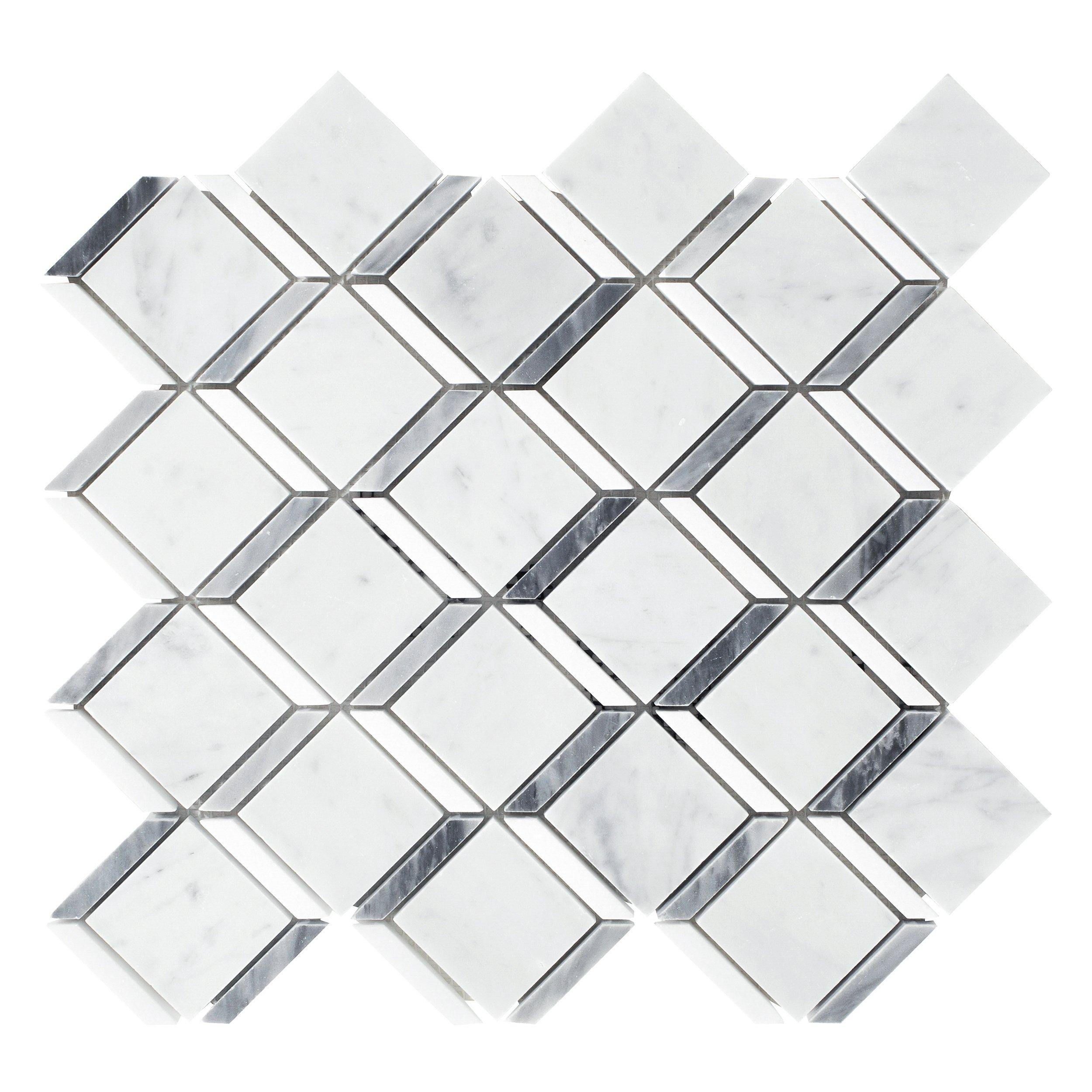 Carrara Thassos Cube Polished Marble Mosaic