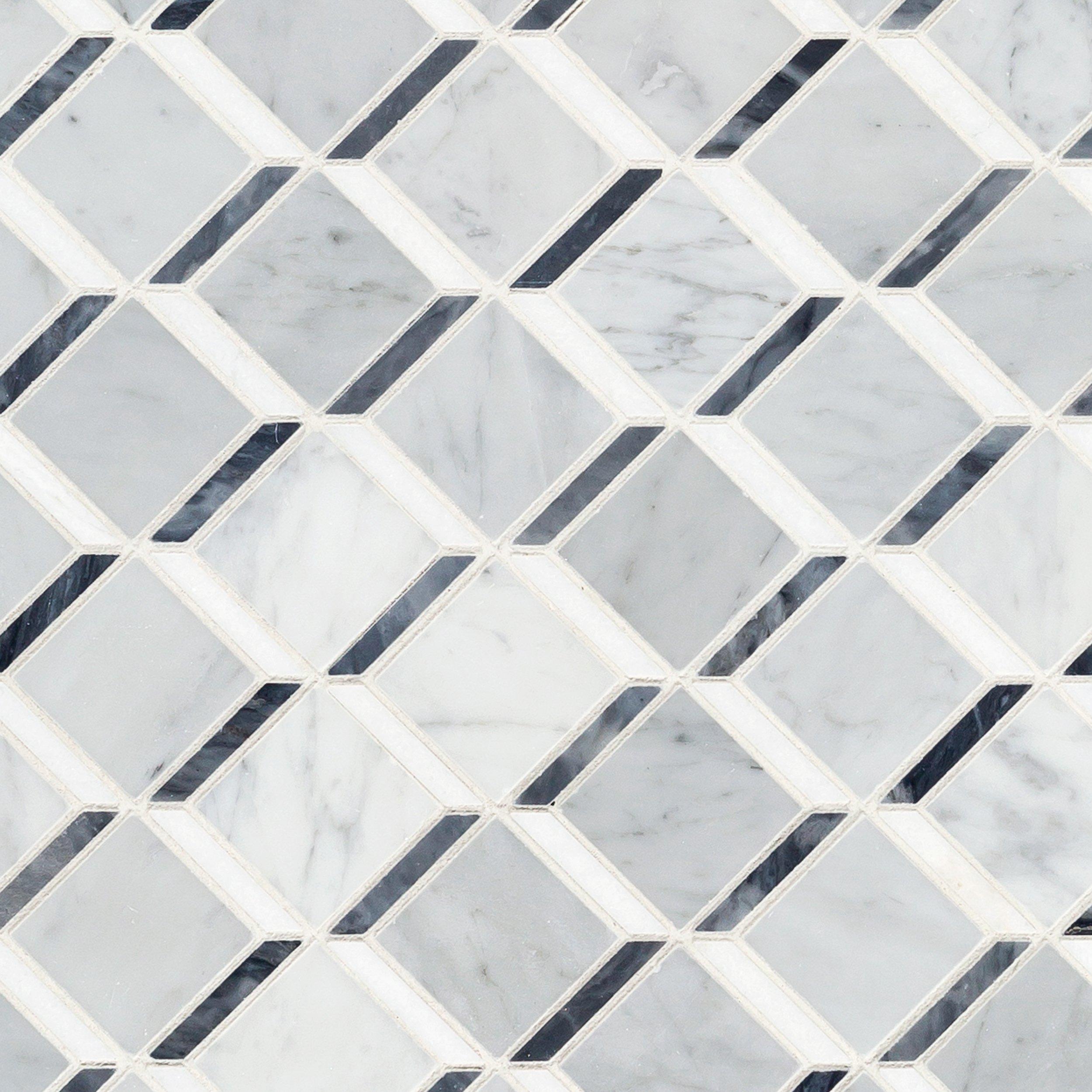 Carrara Thassos Cube Polished Marble Mosaic