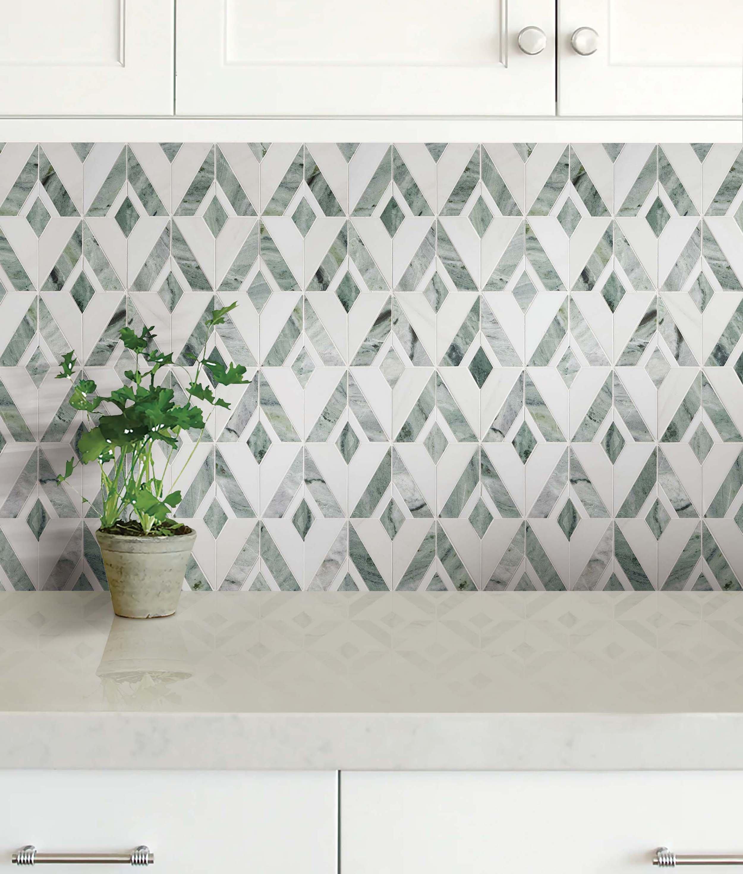 Regent Raggio Verde Diamond Polished Marble Mosaic