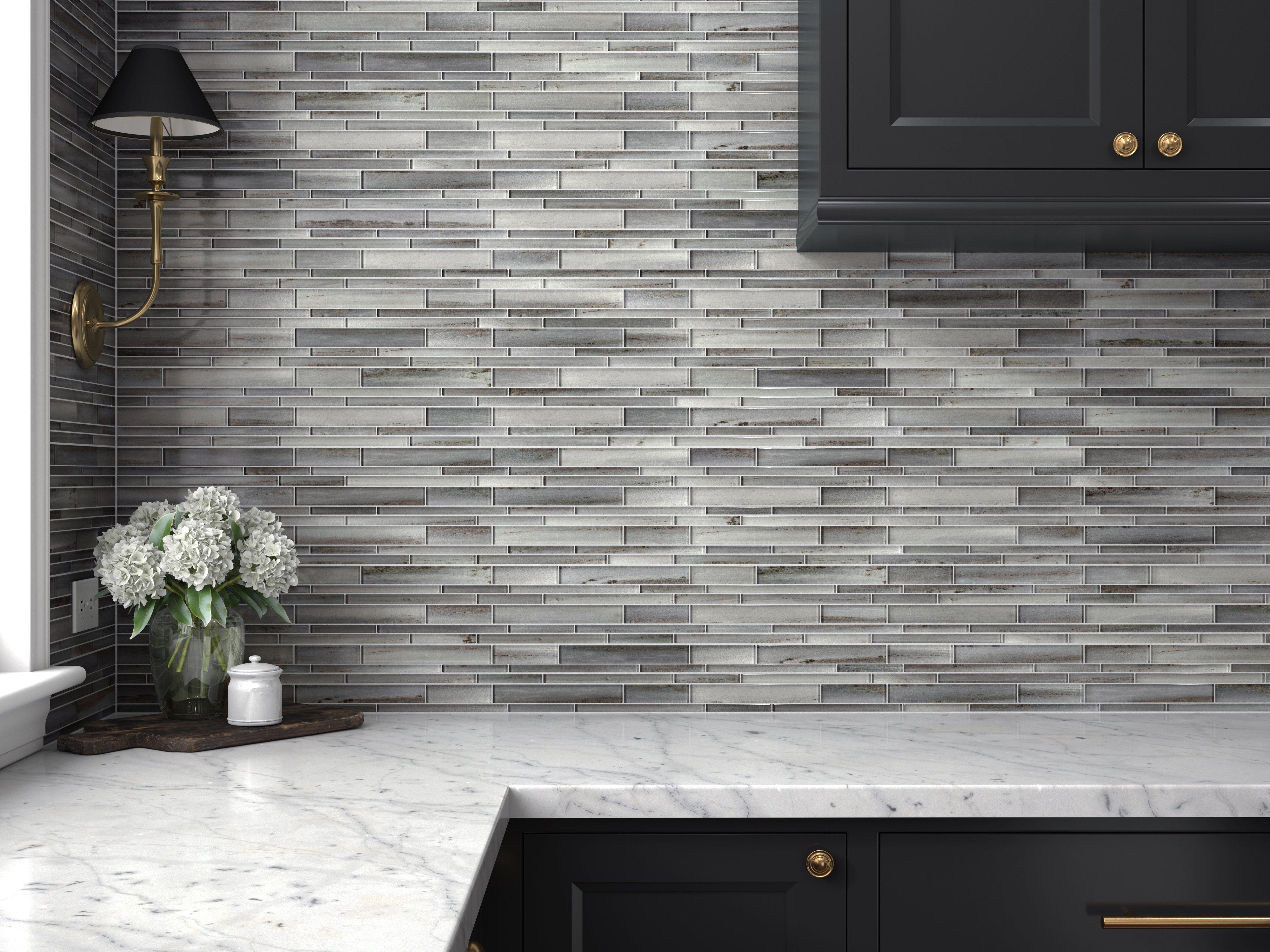 Uptown Grigio Linear Glass Mosaic