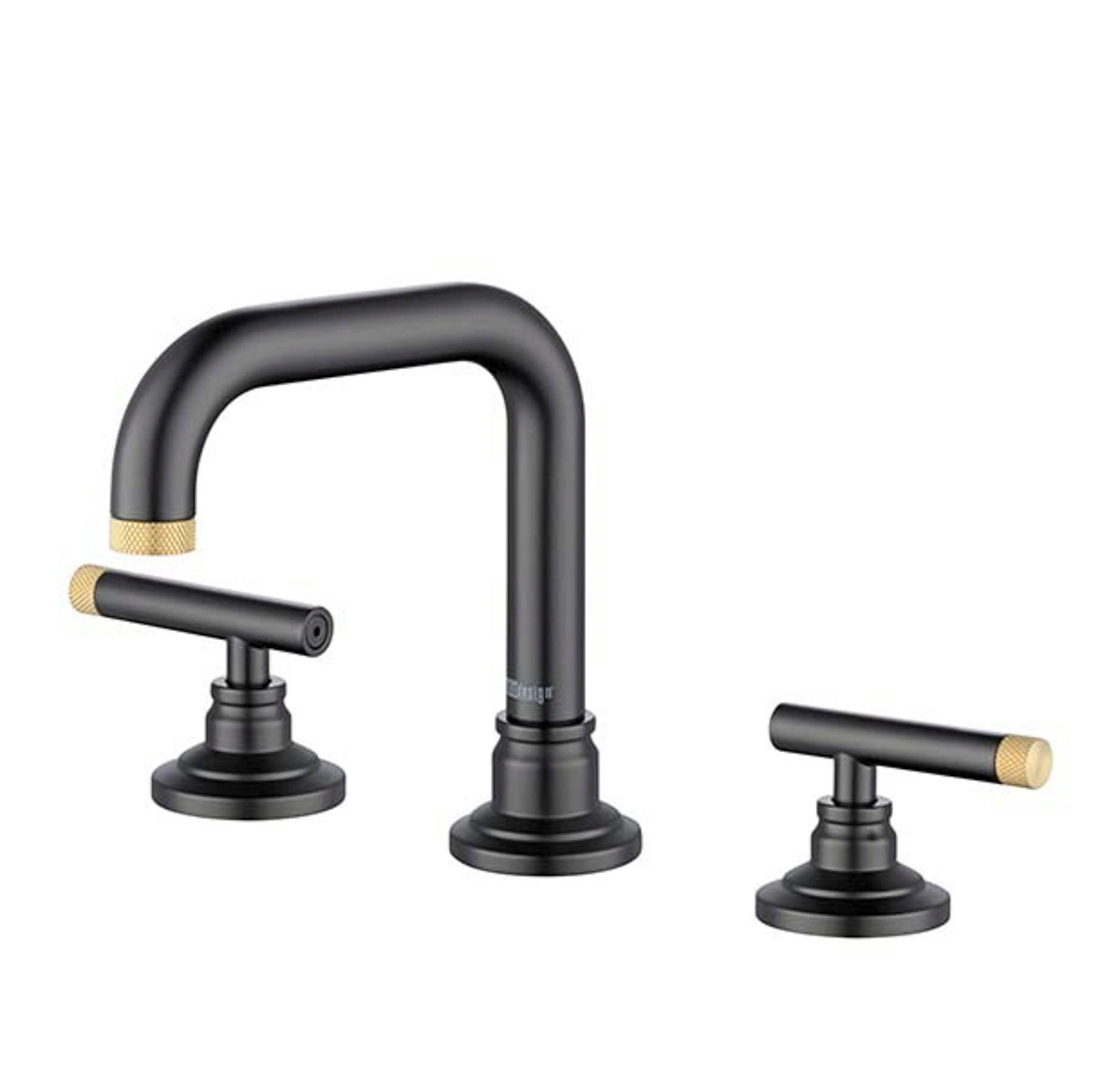 Duke II 8 in. Widespread Brushed Gold and Matte Black Bath Faucet