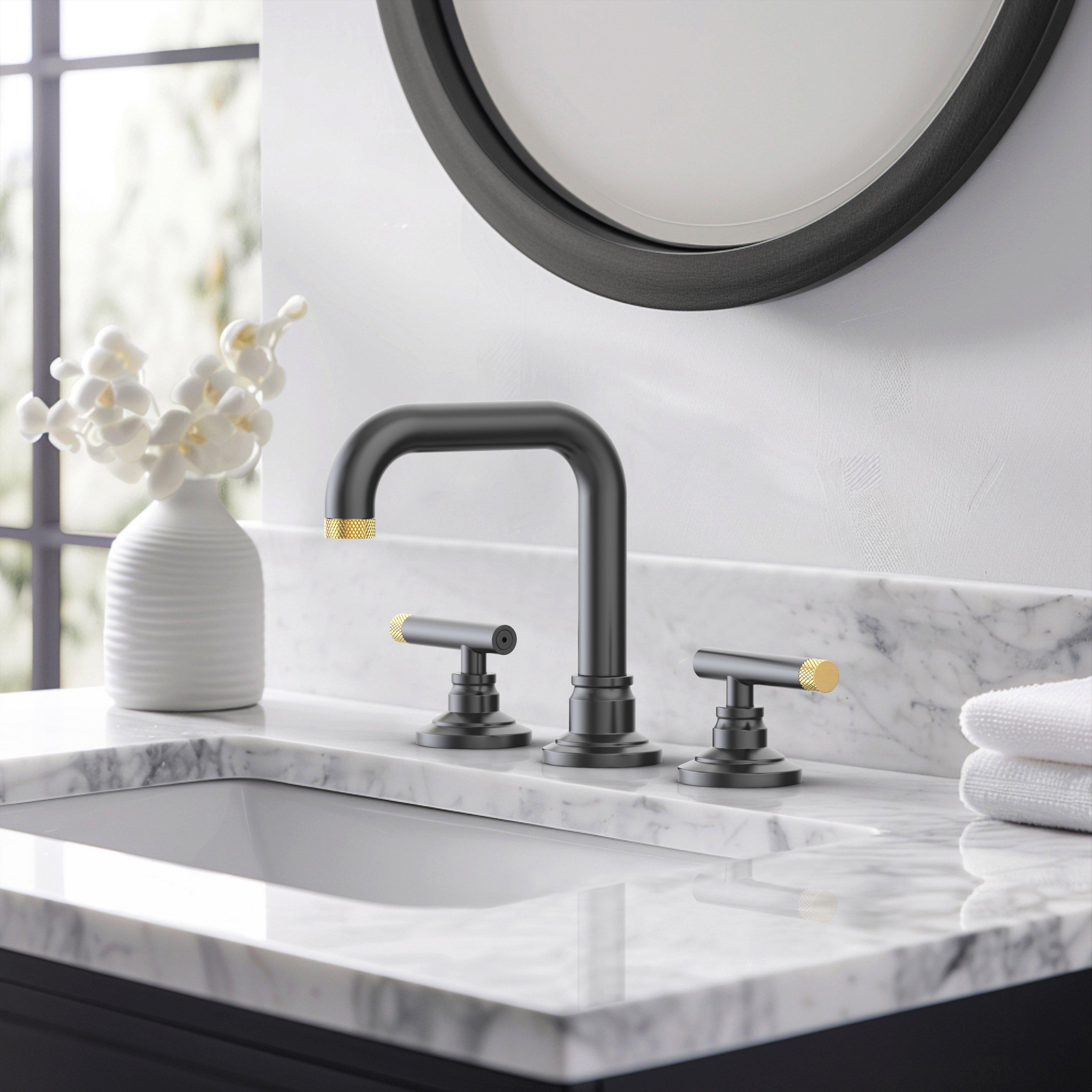 Duke II 8 in. Widespread Brushed Gold and Matte Black Bath Faucet