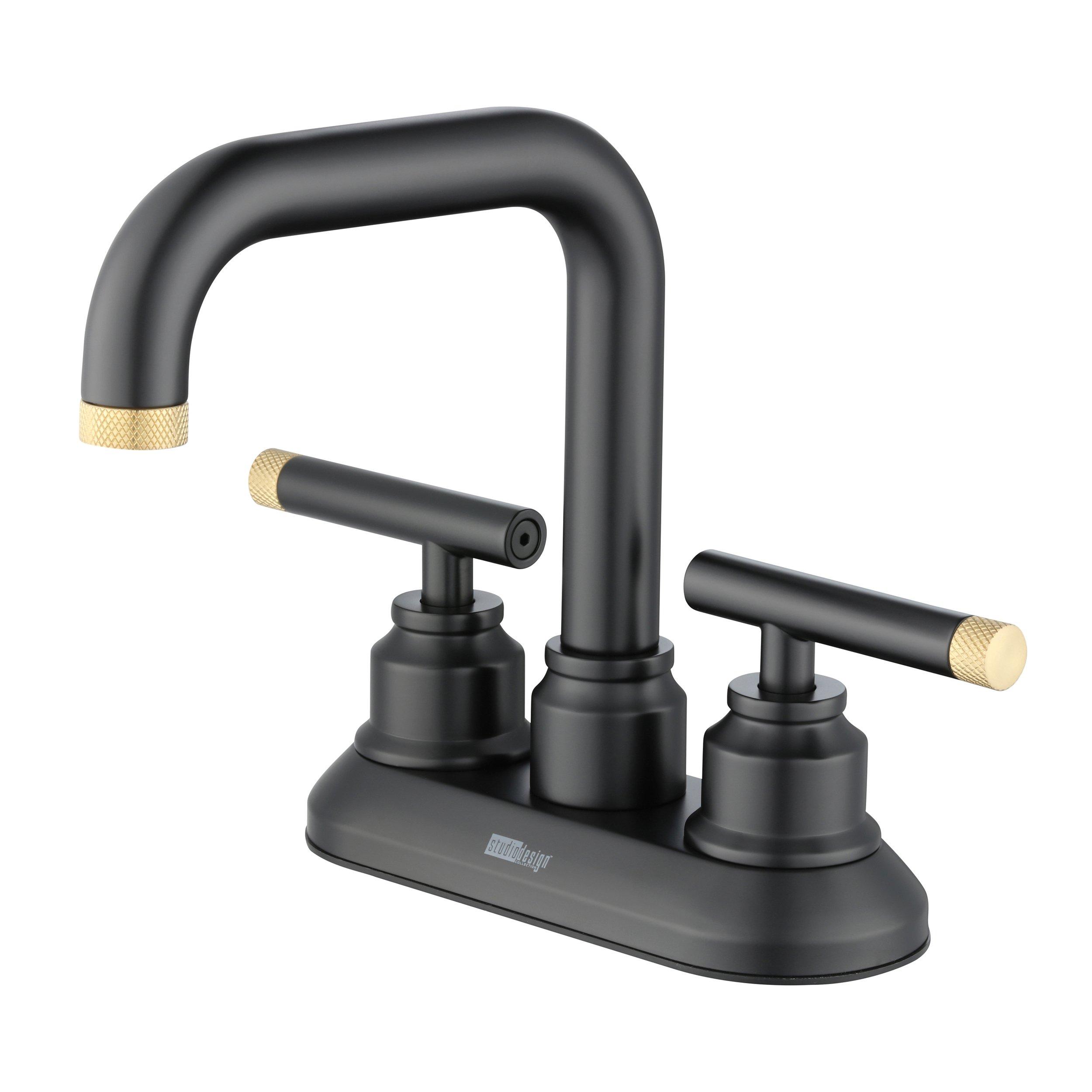 Duke II 4 in. Center Set Brushed Gold and Matte Black Bath Faucet