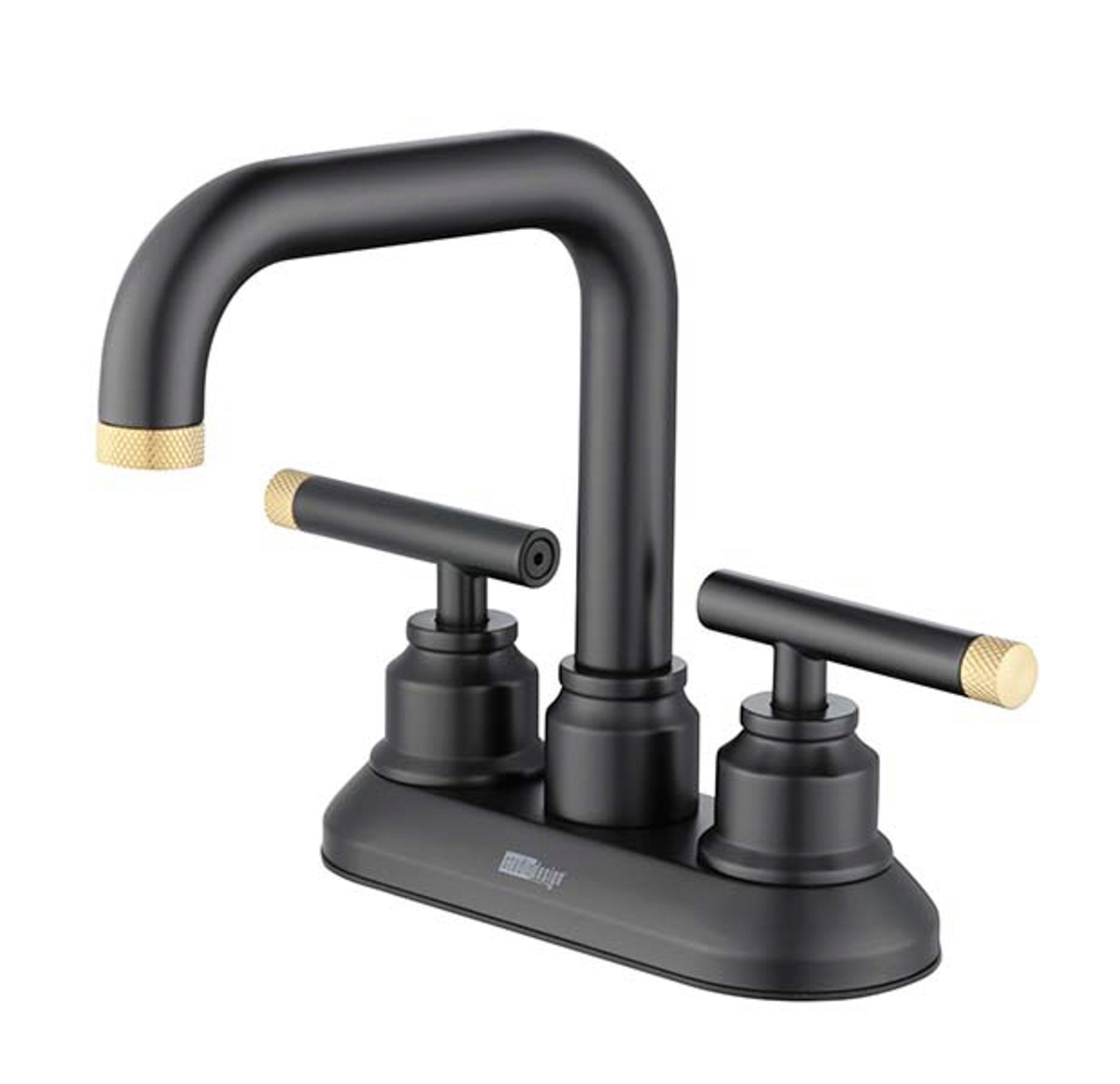 Duke II 4 in. Center Set Brushed Gold and Matte Black Faucet