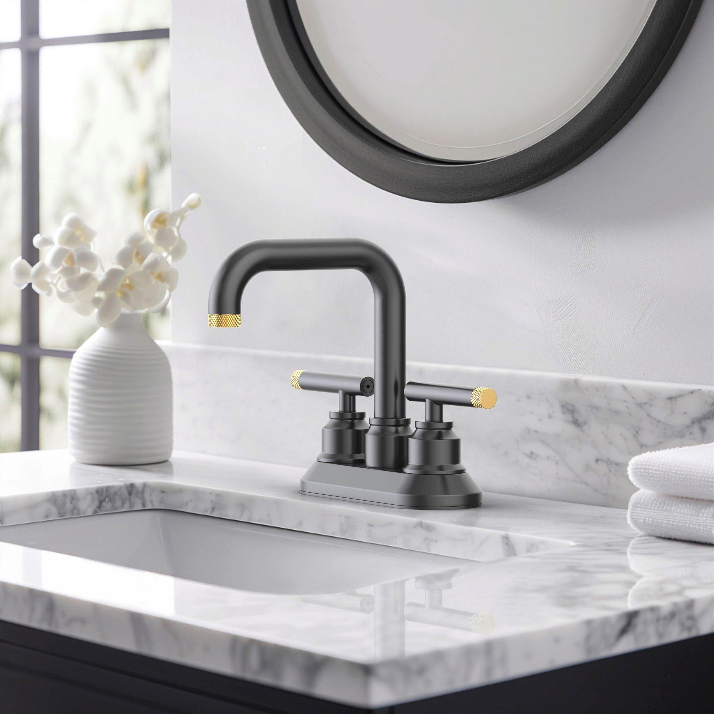 Duke II 4 in. Center Set Brushed Gold and Matte Black Faucet