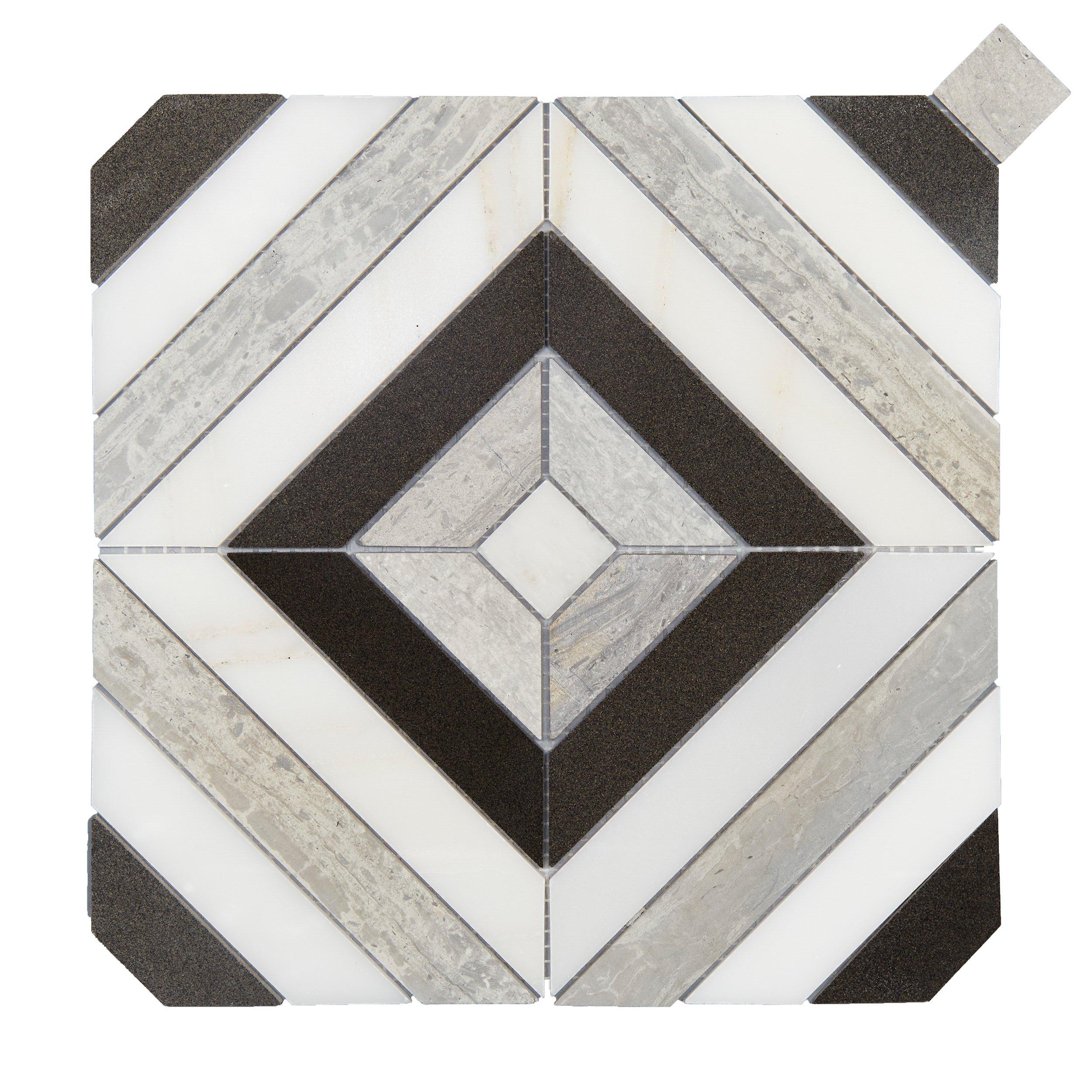 Prismatic Carrara Blend Polished Marble Mosaic