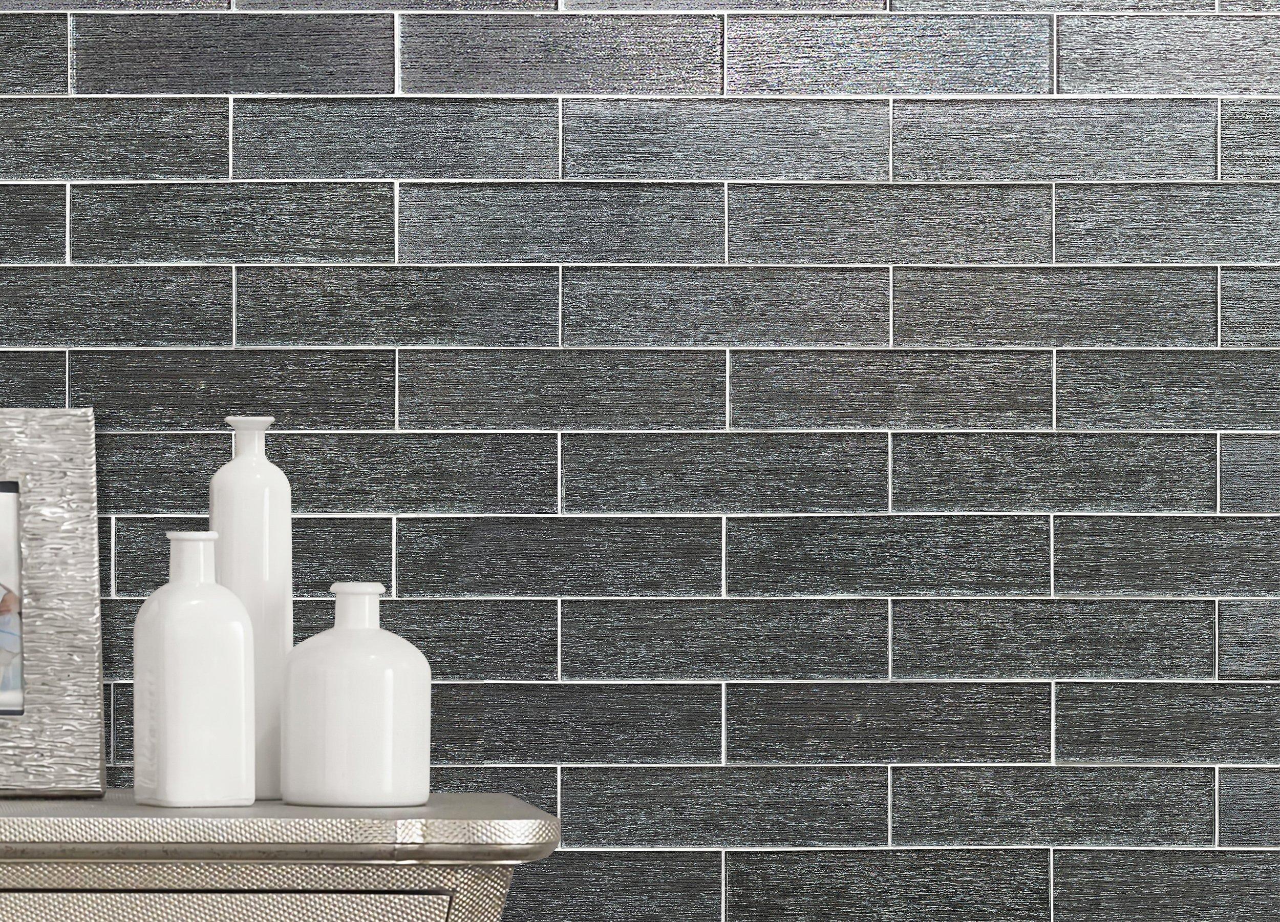 Charcoal Glimmer Glass Tile