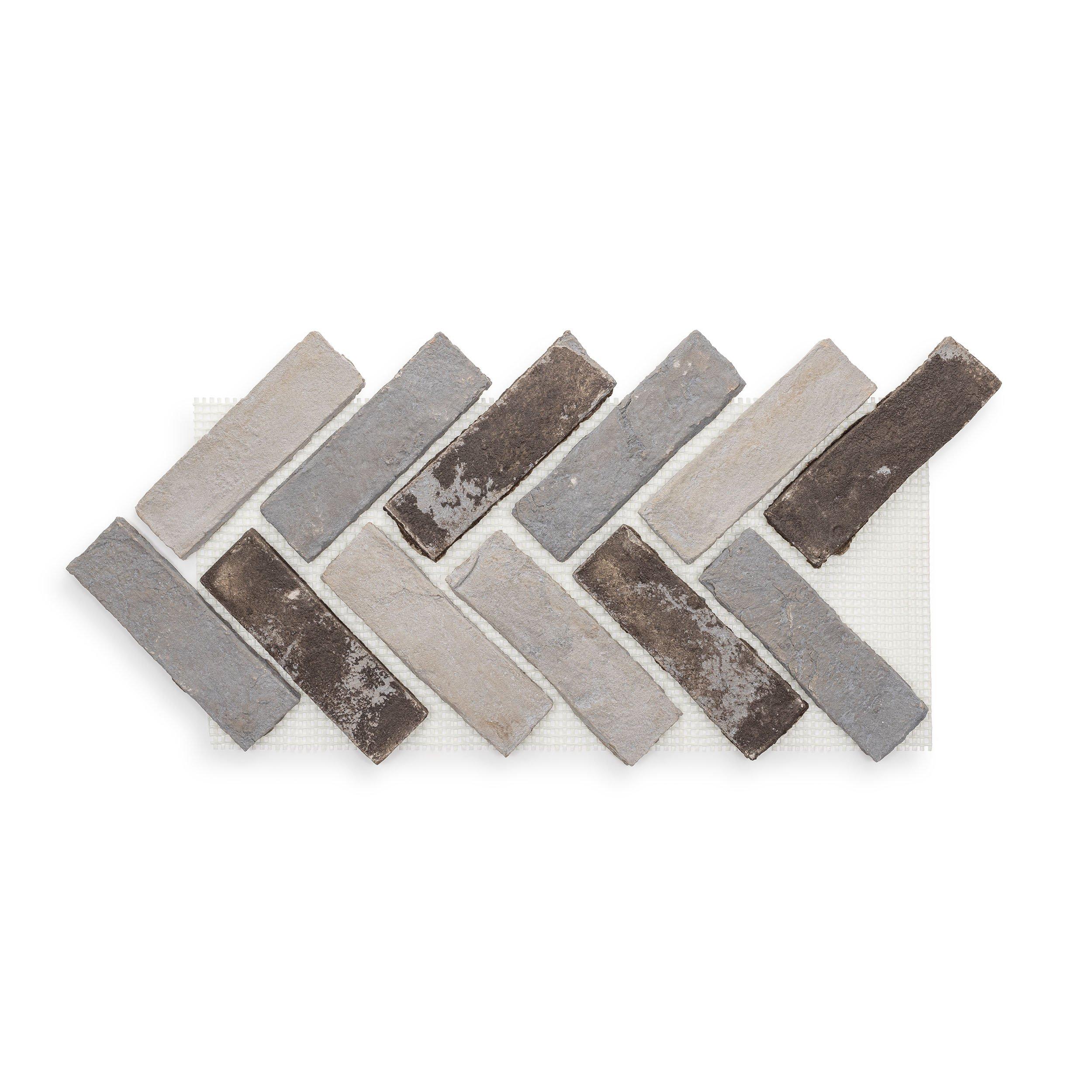 Driftwood Thin Brick Herringbone Panel